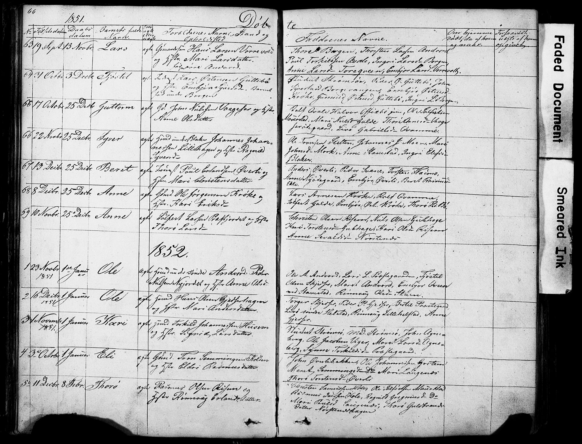 Lom prestekontor, SAH/PREST-070/L/L0012: Parish register (copy) no. 12, 1845-1873, p. 66-67
