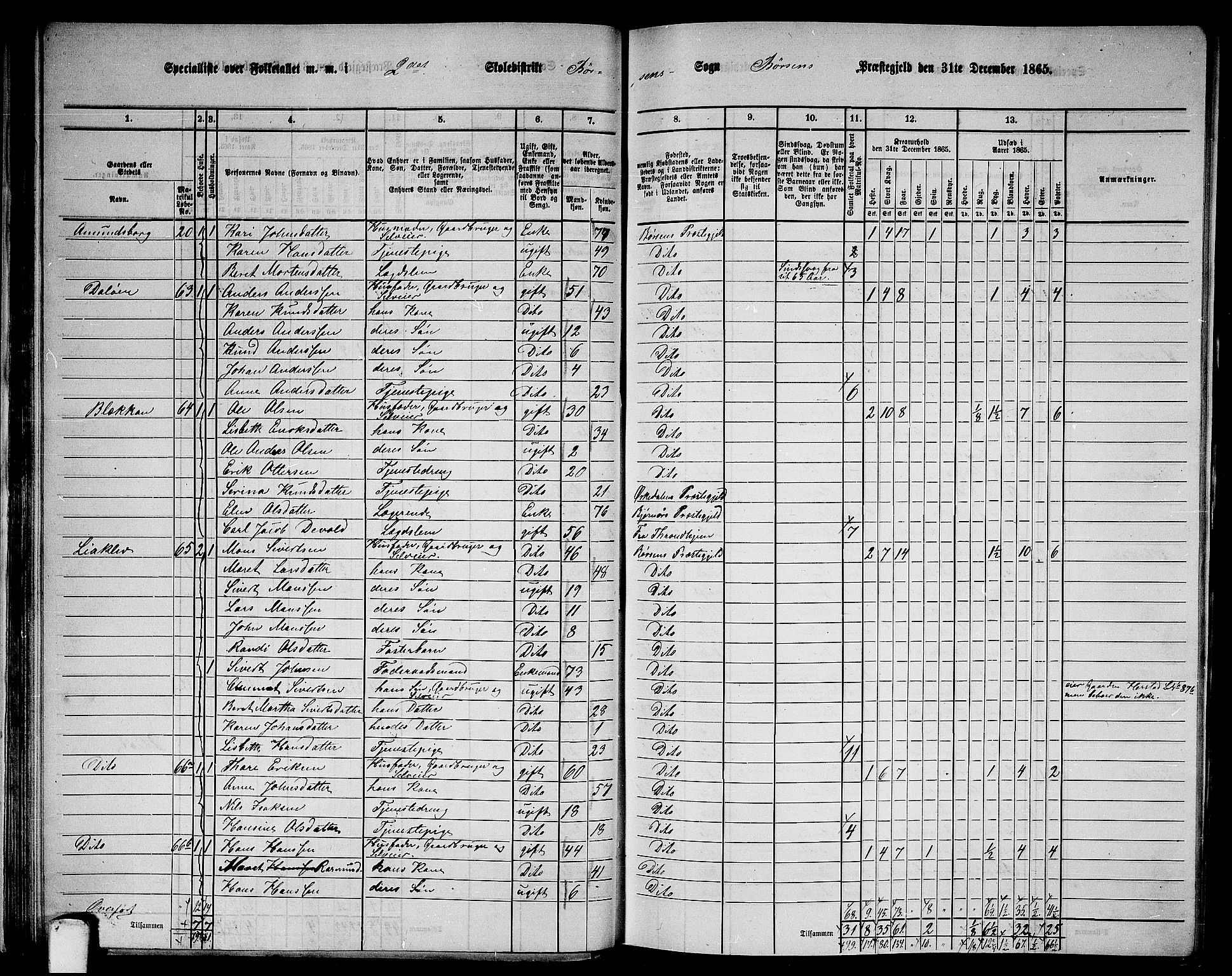 RA, 1865 census for Børsa, 1865, p. 34