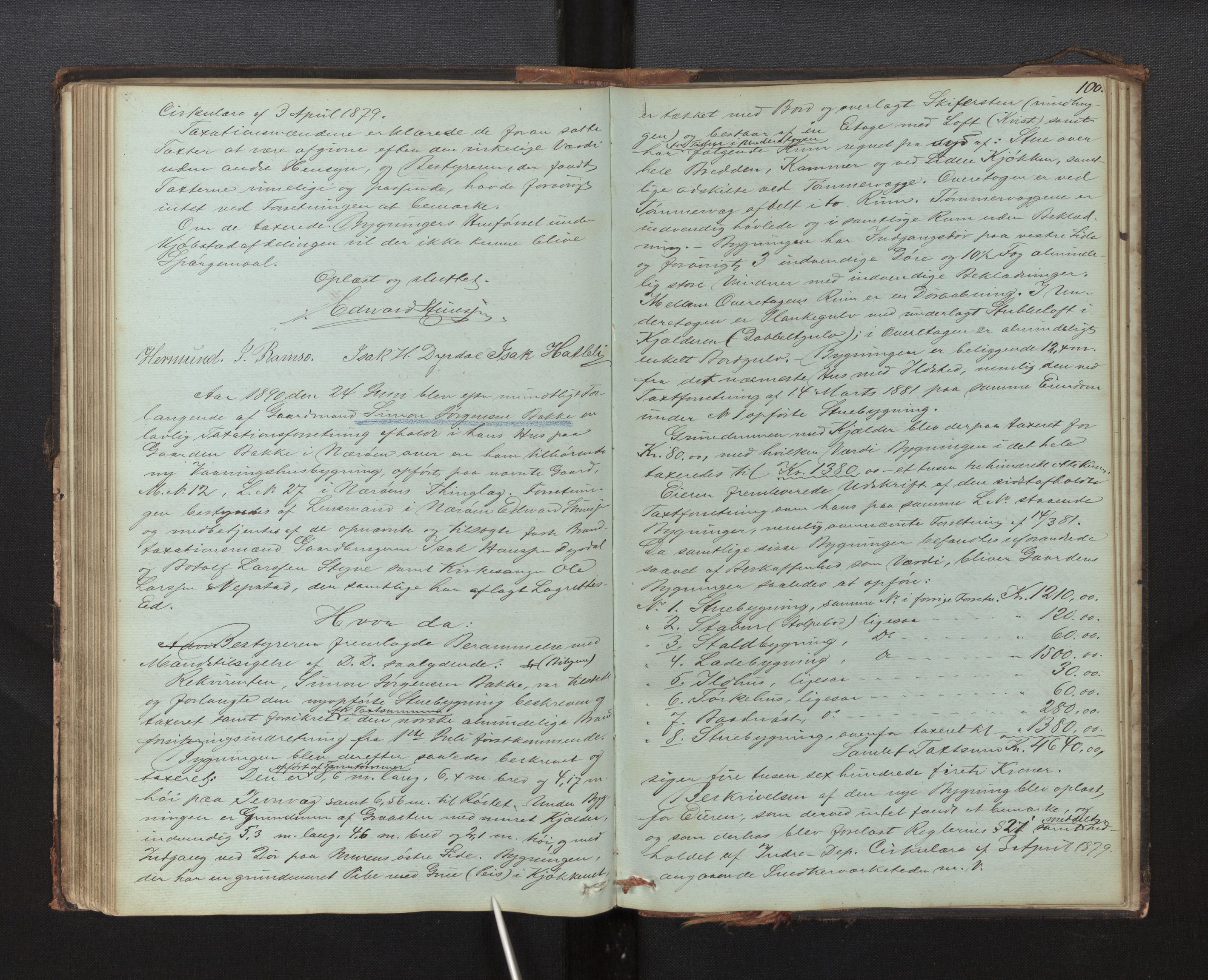 Lensmannen i Nærøy, AV/SAB-A-29601/0012/L0001: Branntakstprotokoll, 1846-1894, p. 99b-100a