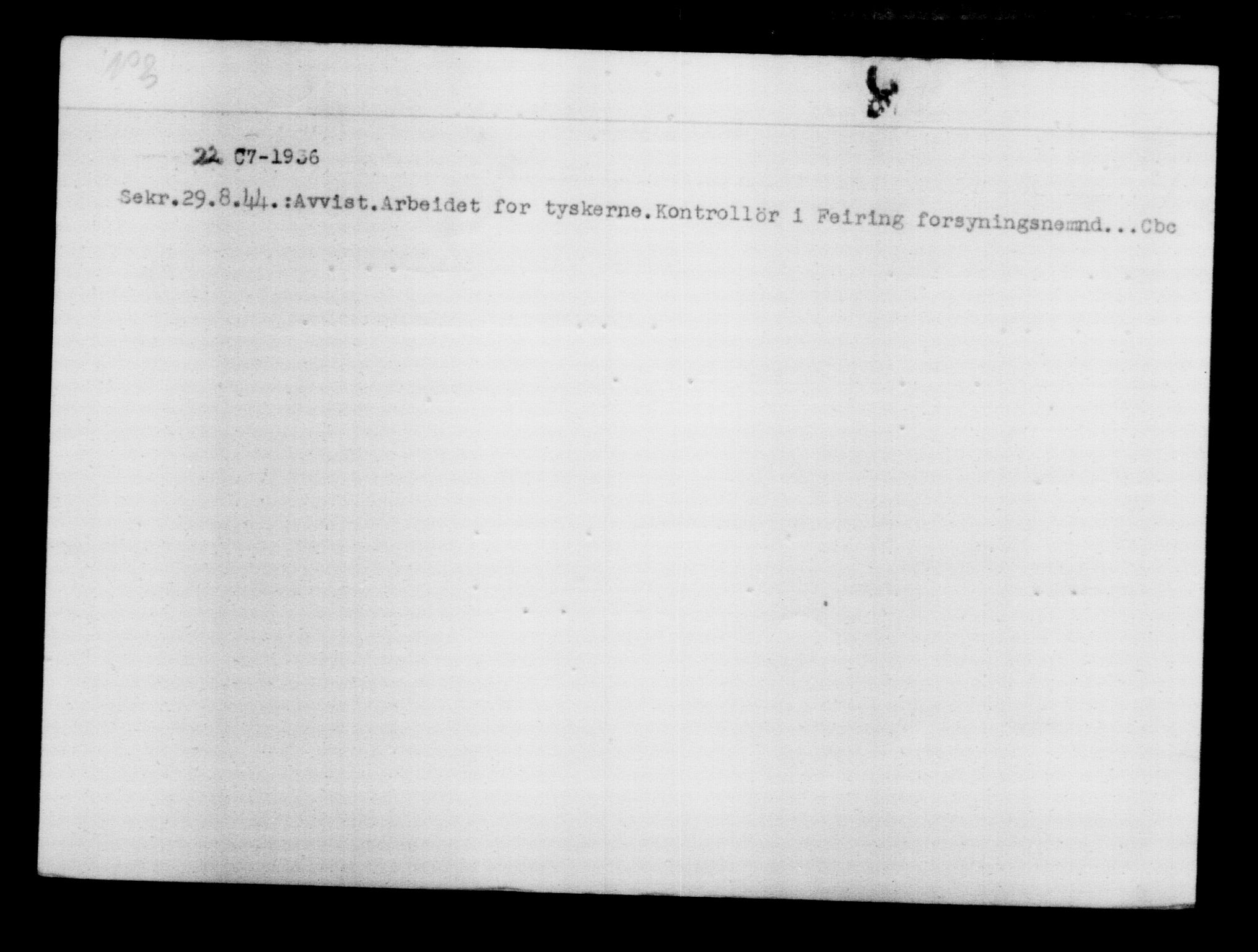 Utenriksstasjonene, Legasjonen i Stockholm, Flyktningkontoret, AV/RA-S-6753/V/Va/L0012: Kjesäterkartoteket, flyktninger med registreringsnr. 28300-31566, 1940-1945, p. 1913
