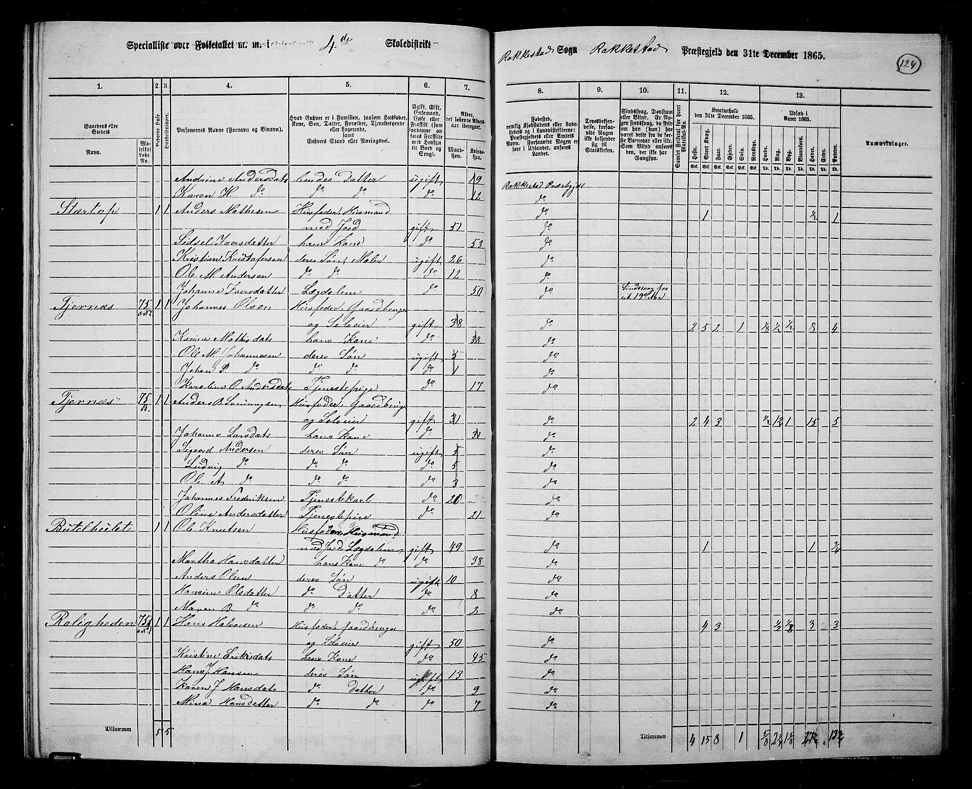 RA, 1865 census for Rakkestad, 1865, p. 122