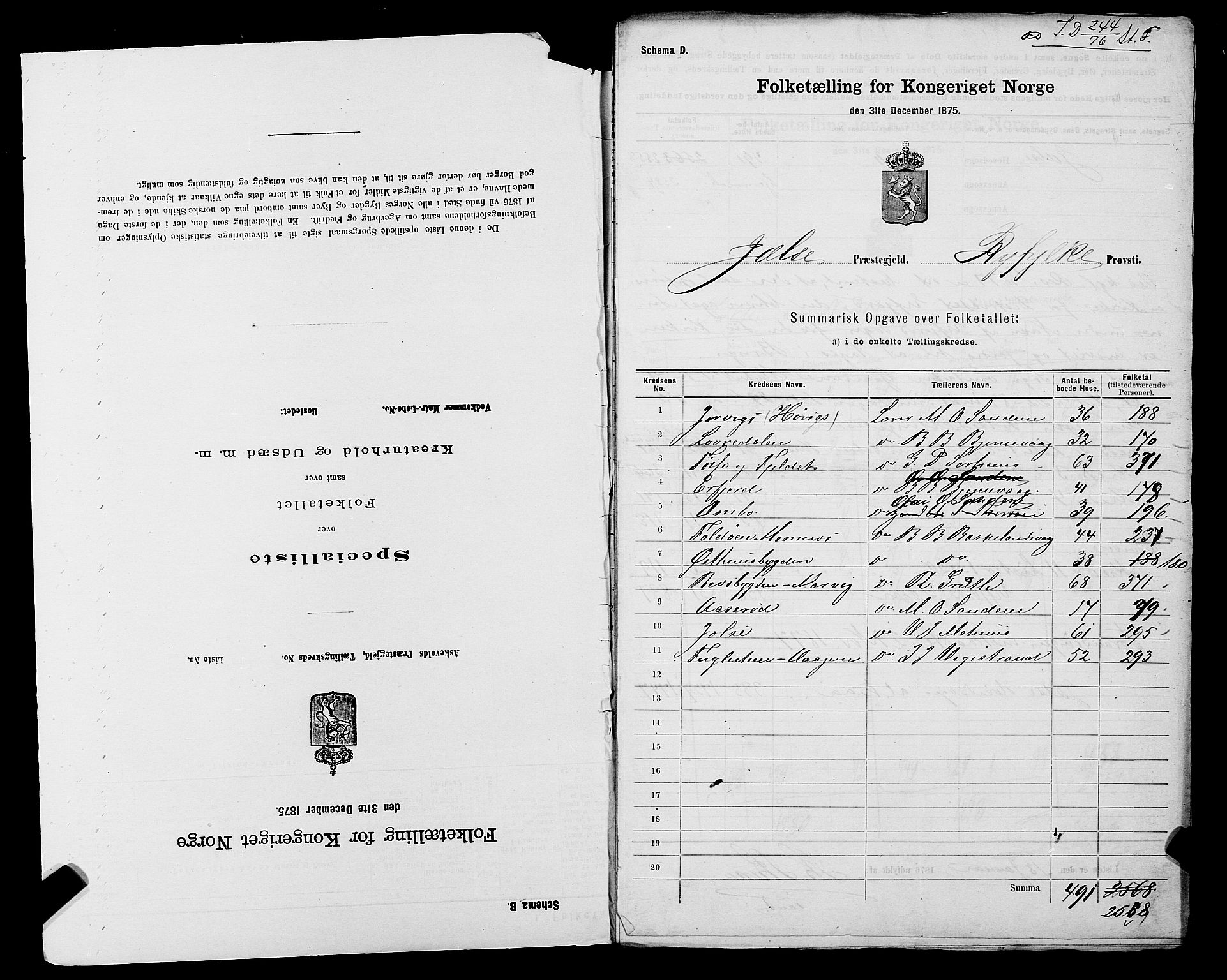 SAST, 1875 census for 1138P Jelsa, 1875, p. 2