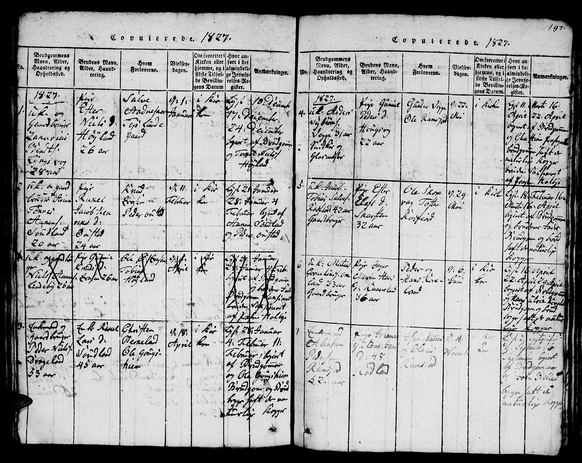 Lyngdal sokneprestkontor, SAK/1111-0029/F/Fb/Fba/L0001: Parish register (copy) no. B 1, 1816-1876, p. 197