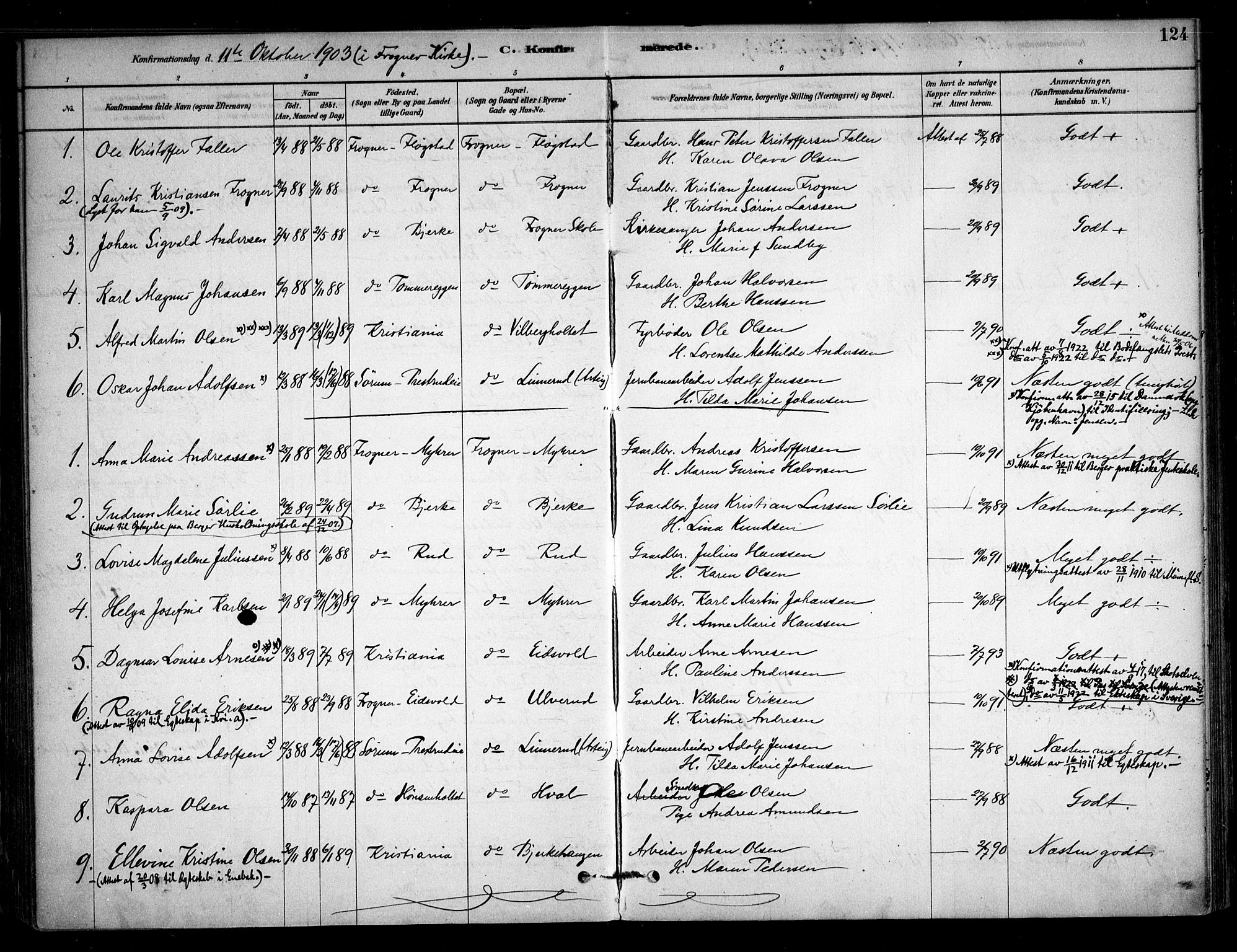 Sørum prestekontor Kirkebøker, AV/SAO-A-10303/F/Fb/L0001: Parish register (official) no. II 1, 1878-1915, p. 124