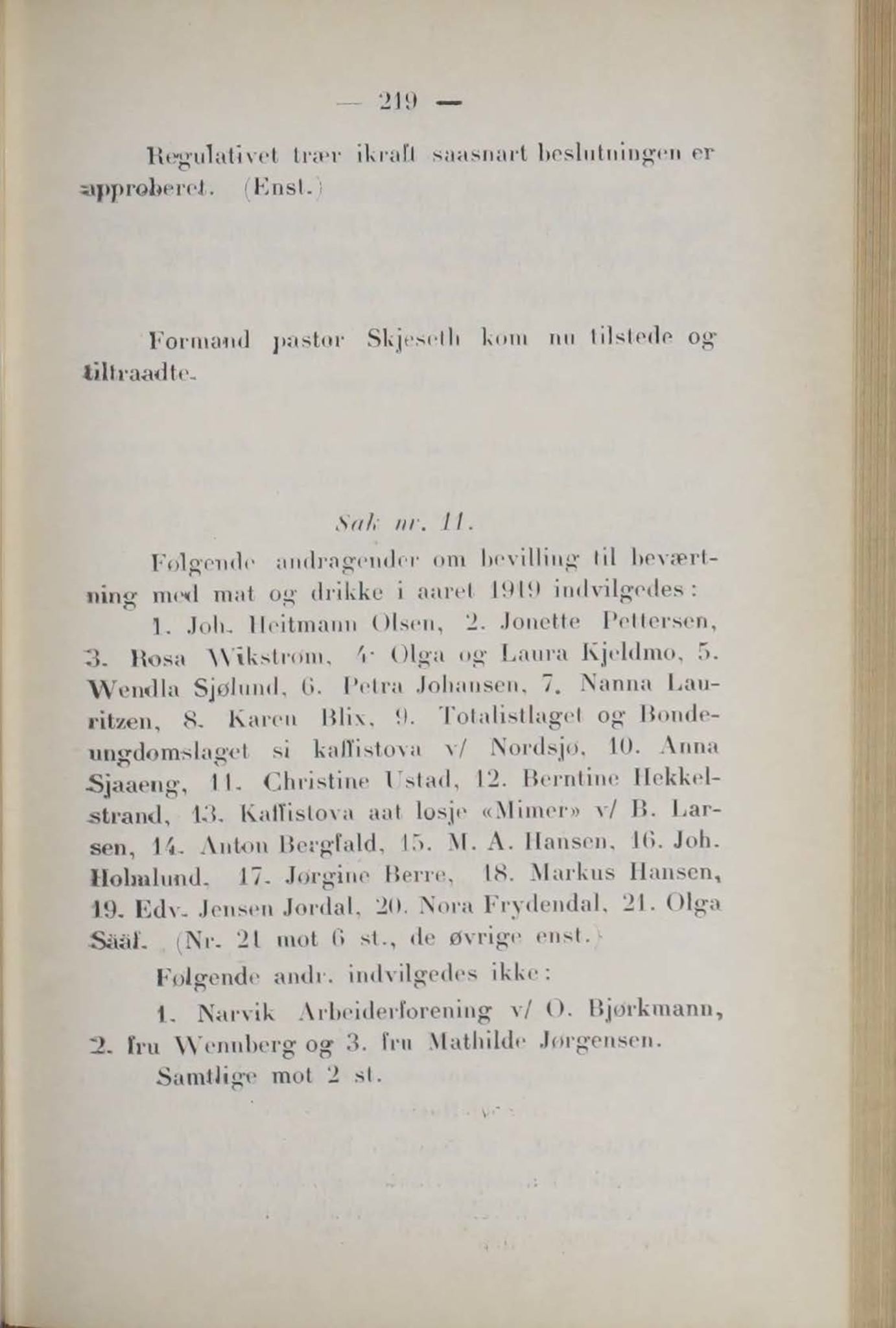 Narvik kommune. Formannskap , AIN/K-18050.150/A/Ab/L0009: Møtebok, 1919
