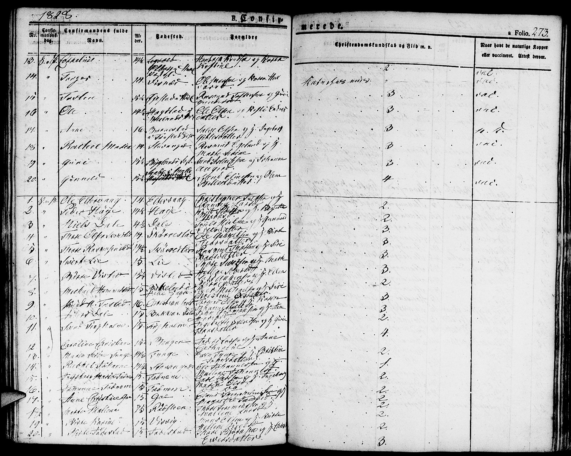 Domkirken sokneprestkontor, SAST/A-101812/001/30/30BA/L0009: Parish register (official) no. A 9, 1821-1832, p. 273