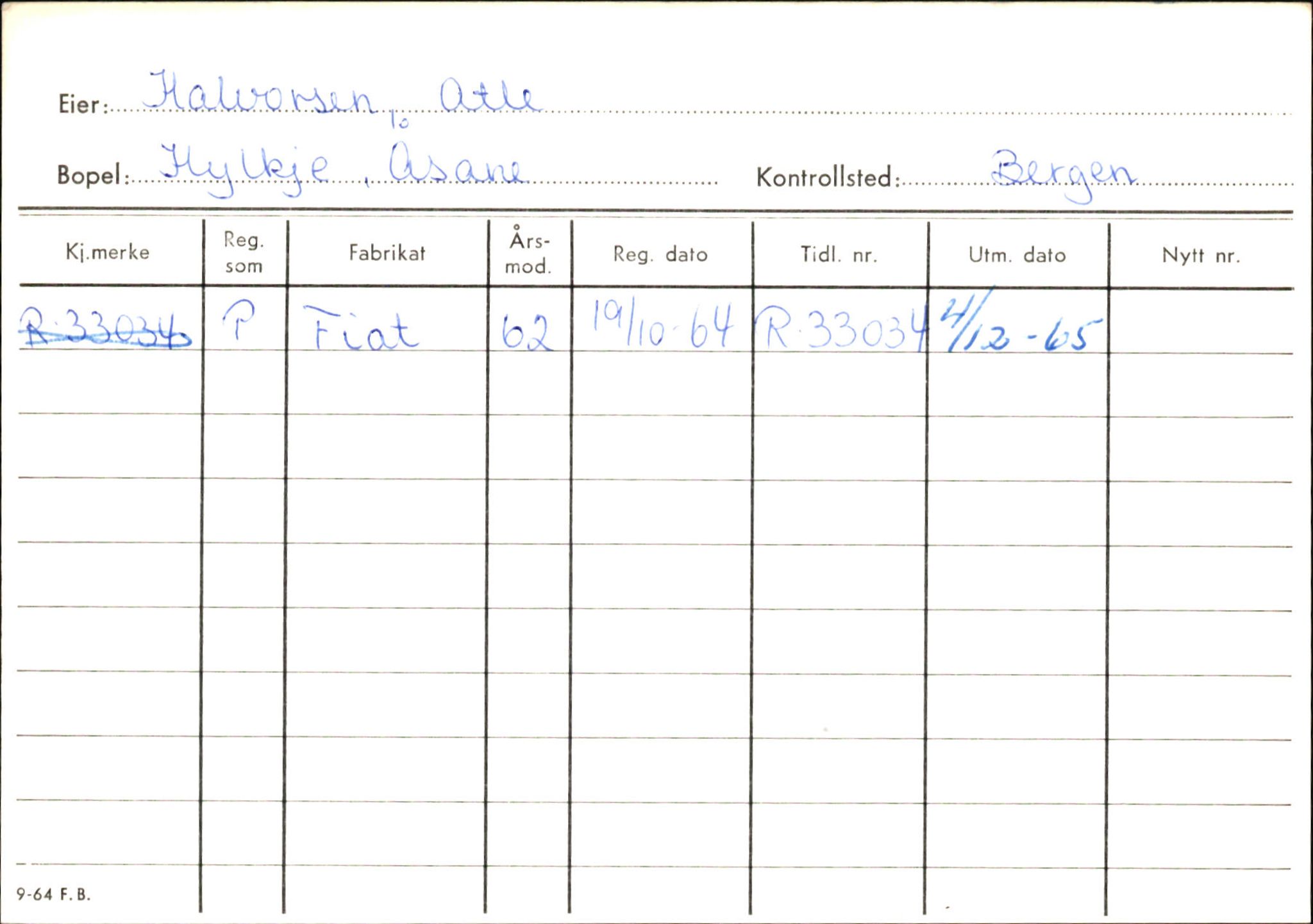 Statens vegvesen, Hordaland vegkontor, SAB/A-5201/2/Ha/L0018: R-eierkort H, 1920-1971, p. 321