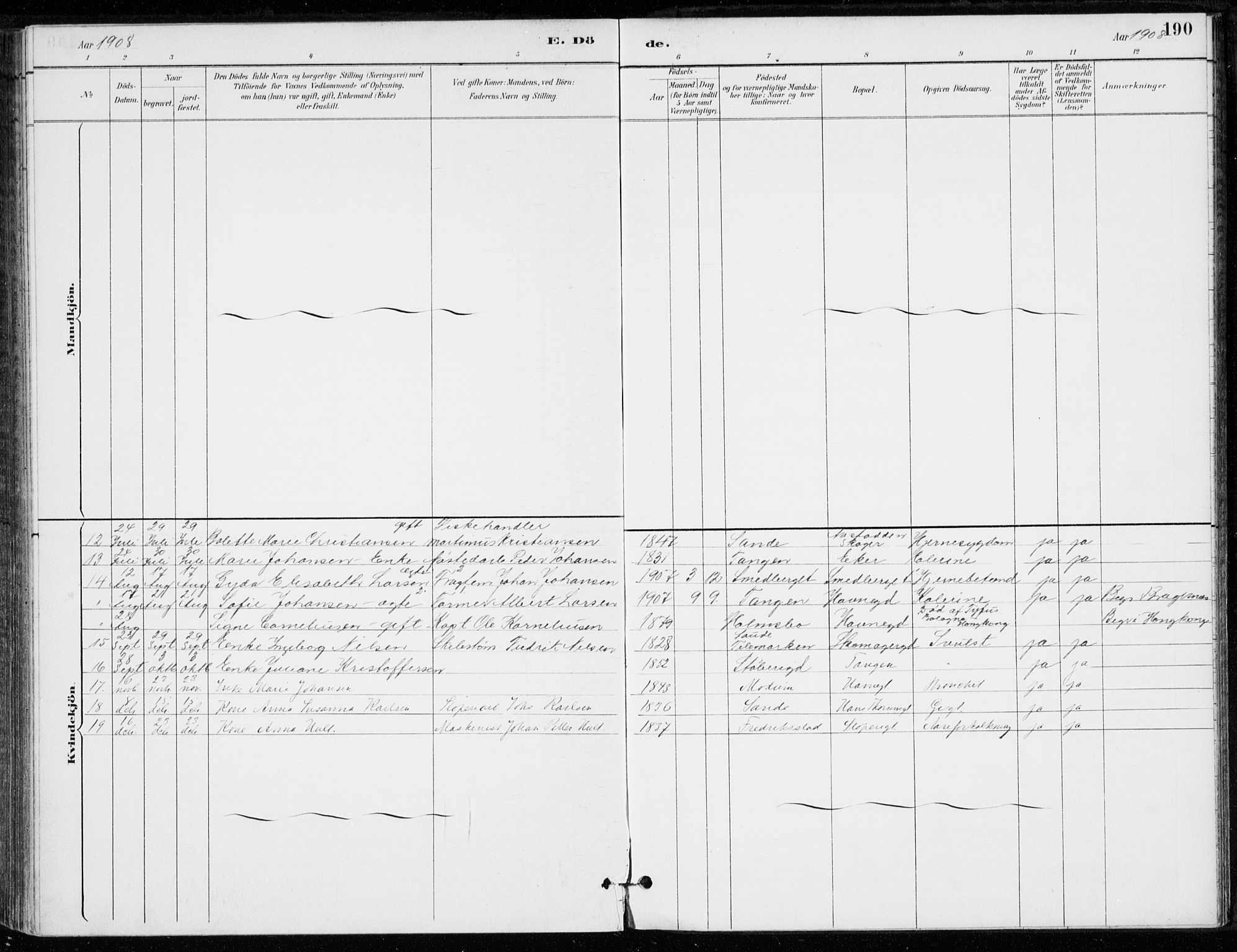 Strømsø kirkebøker, SAKO/A-246/F/Fb/L0007: Parish register (official) no. II 7, 1887-1928, p. 190