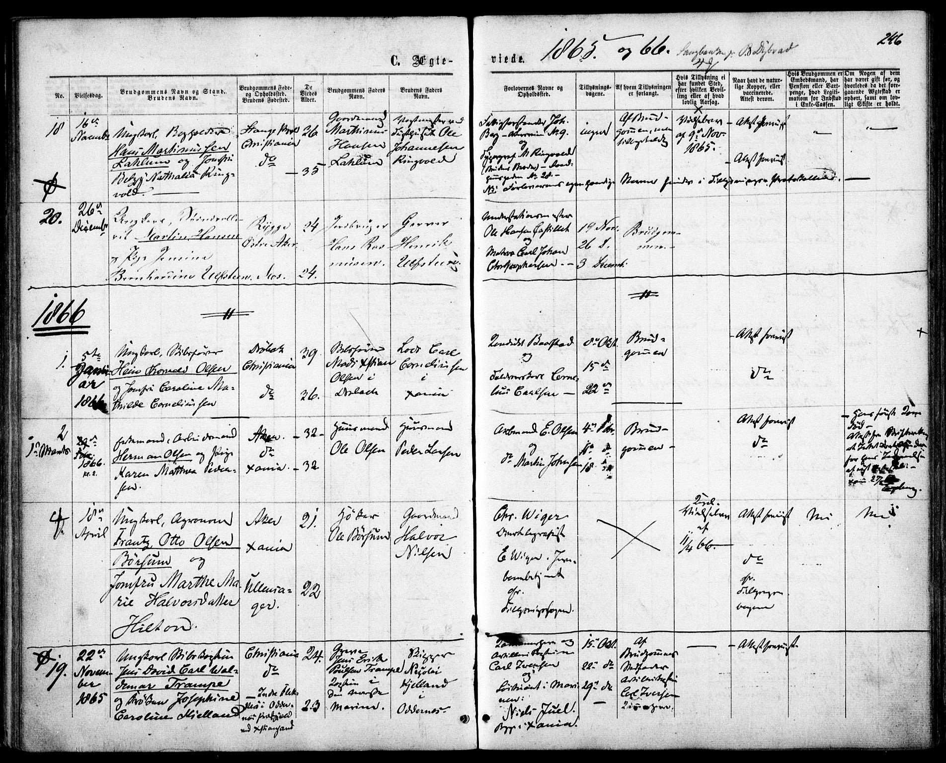 Garnisonsmenigheten Kirkebøker, SAO/A-10846/F/Fa/L0010: Parish register (official) no. 10, 1859-1869, p. 246