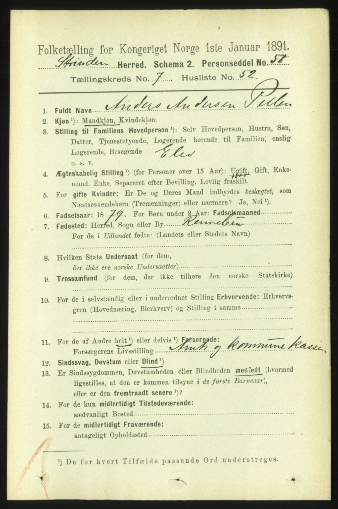 RA, 1891 census for 1660 Strinda, 1891, p. 6646