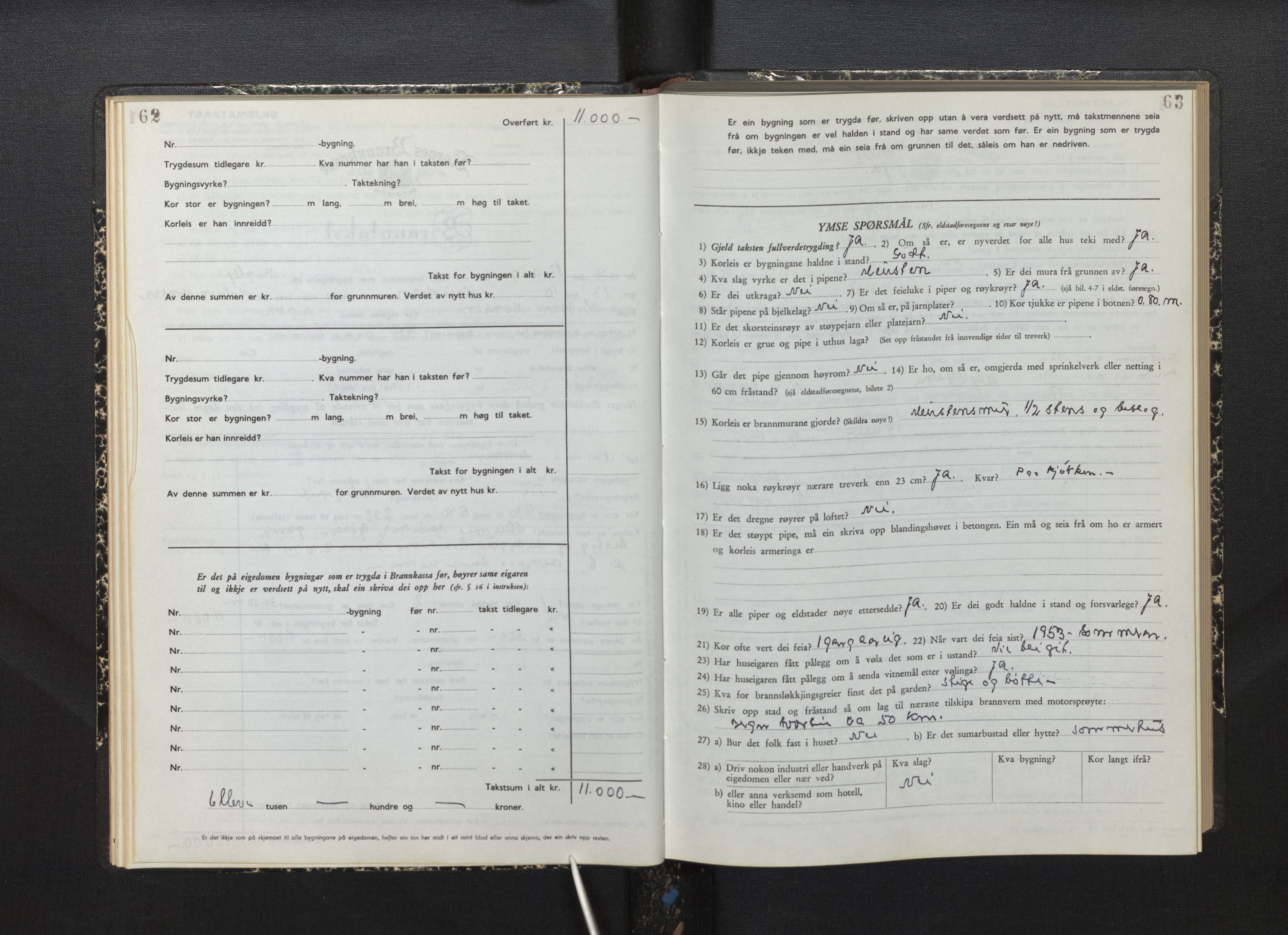 Lensmannen i Lindås, AV/SAB-A-33501/0012/L0002: Branntakstprotokoll skjematakst, 1949-1955, p. 62-63
