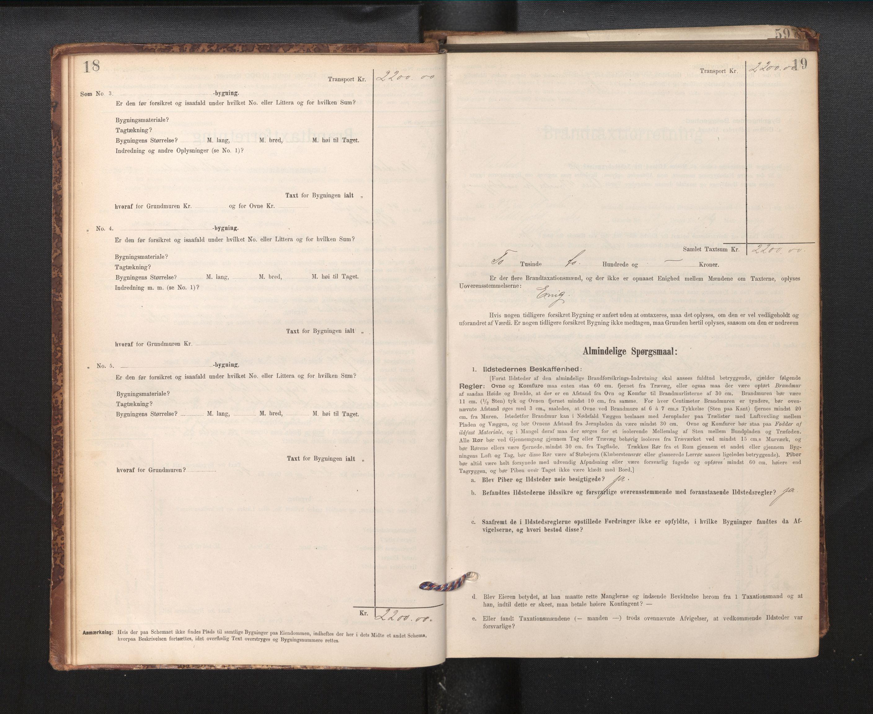 Lensmannen i Årstad, AV/SAB-A-36201/0012/L0011: Branntakstprotokoll,skjematakst, 1895-1901, p. 18-19