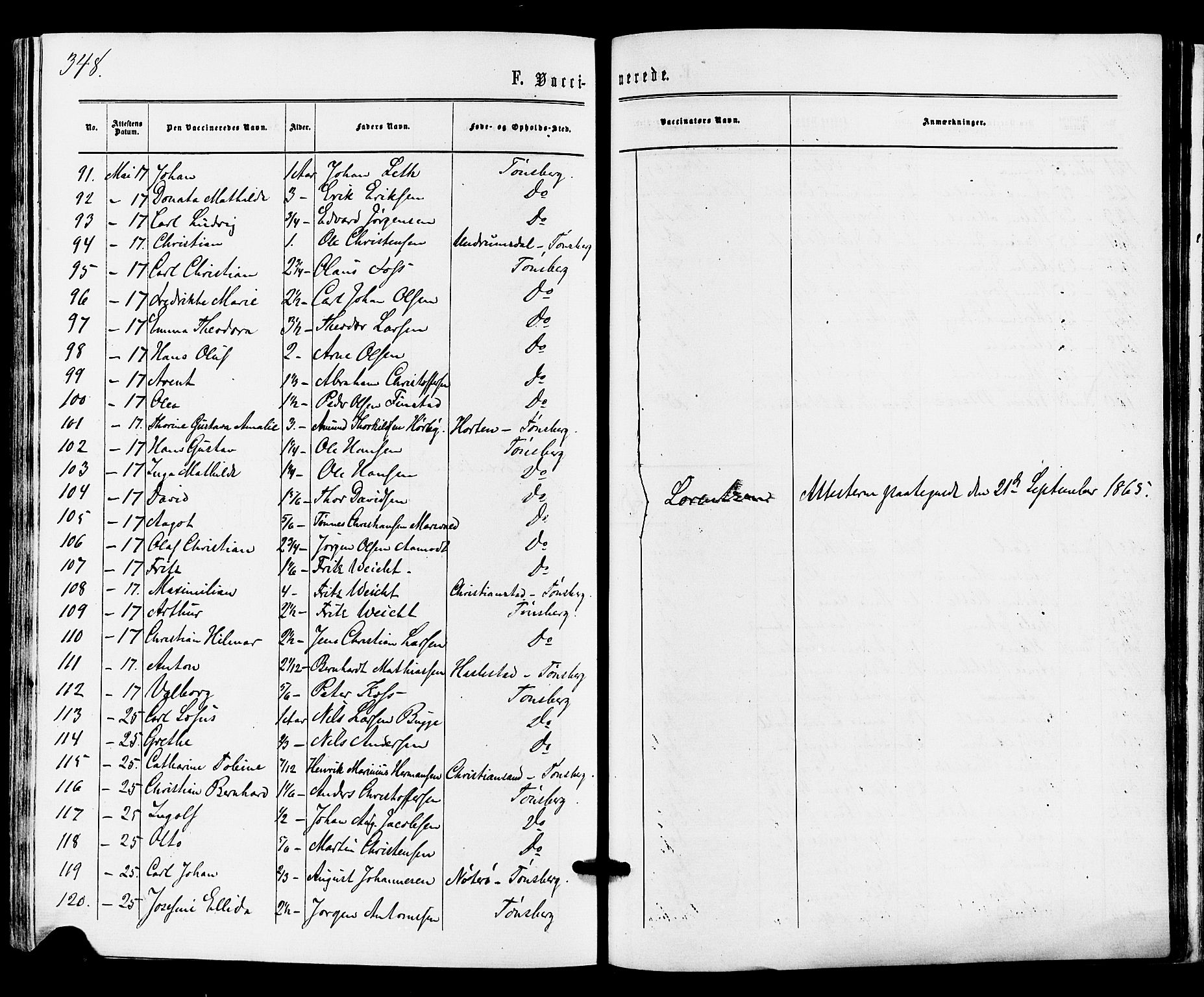 Tønsberg kirkebøker, SAKO/A-330/F/Fa/L0009: Parish register (official) no. I 9, 1865-1873, p. 348