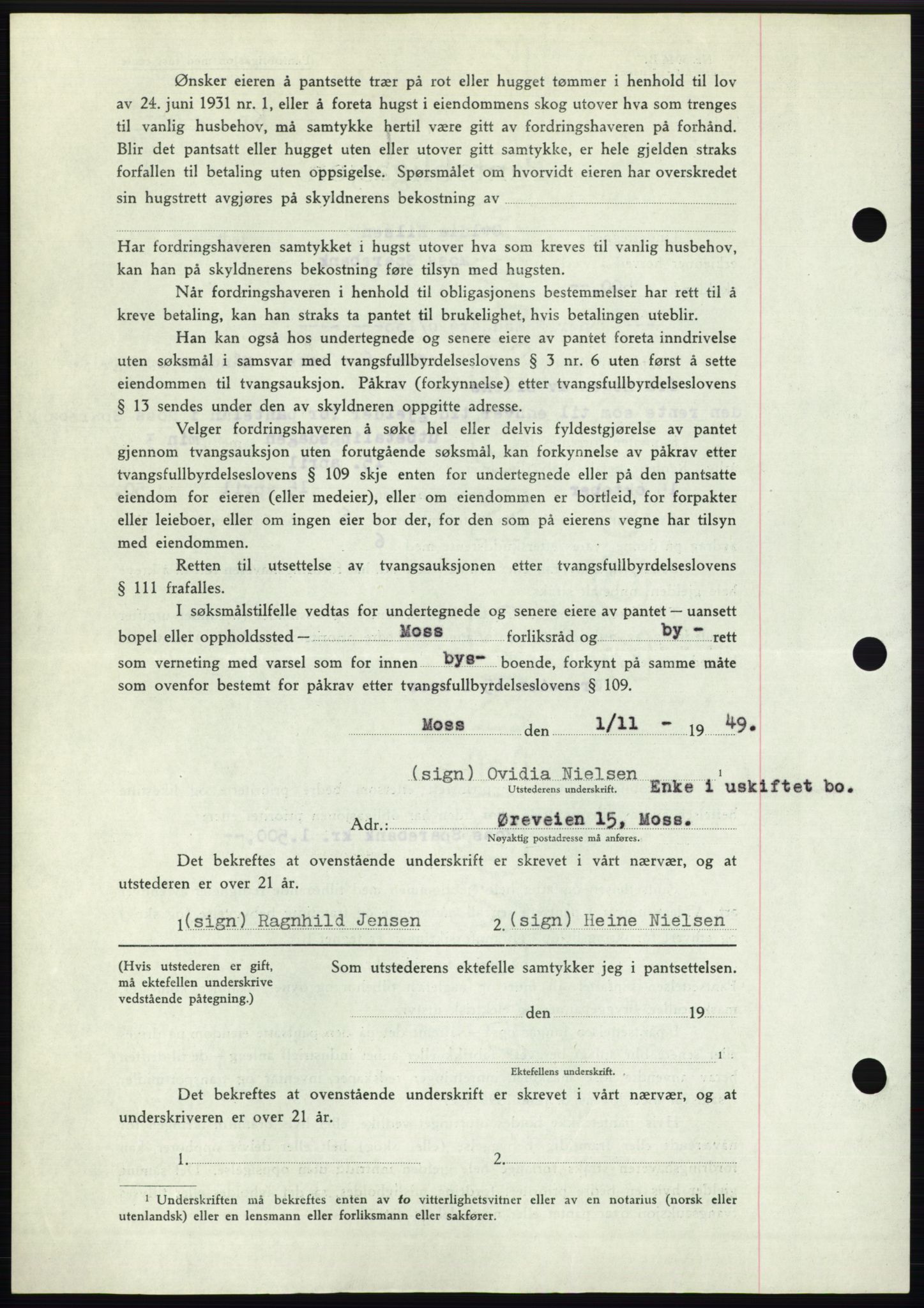 Moss sorenskriveri, SAO/A-10168: Mortgage book no. B23, 1949-1950, Diary no: : 3390/1949