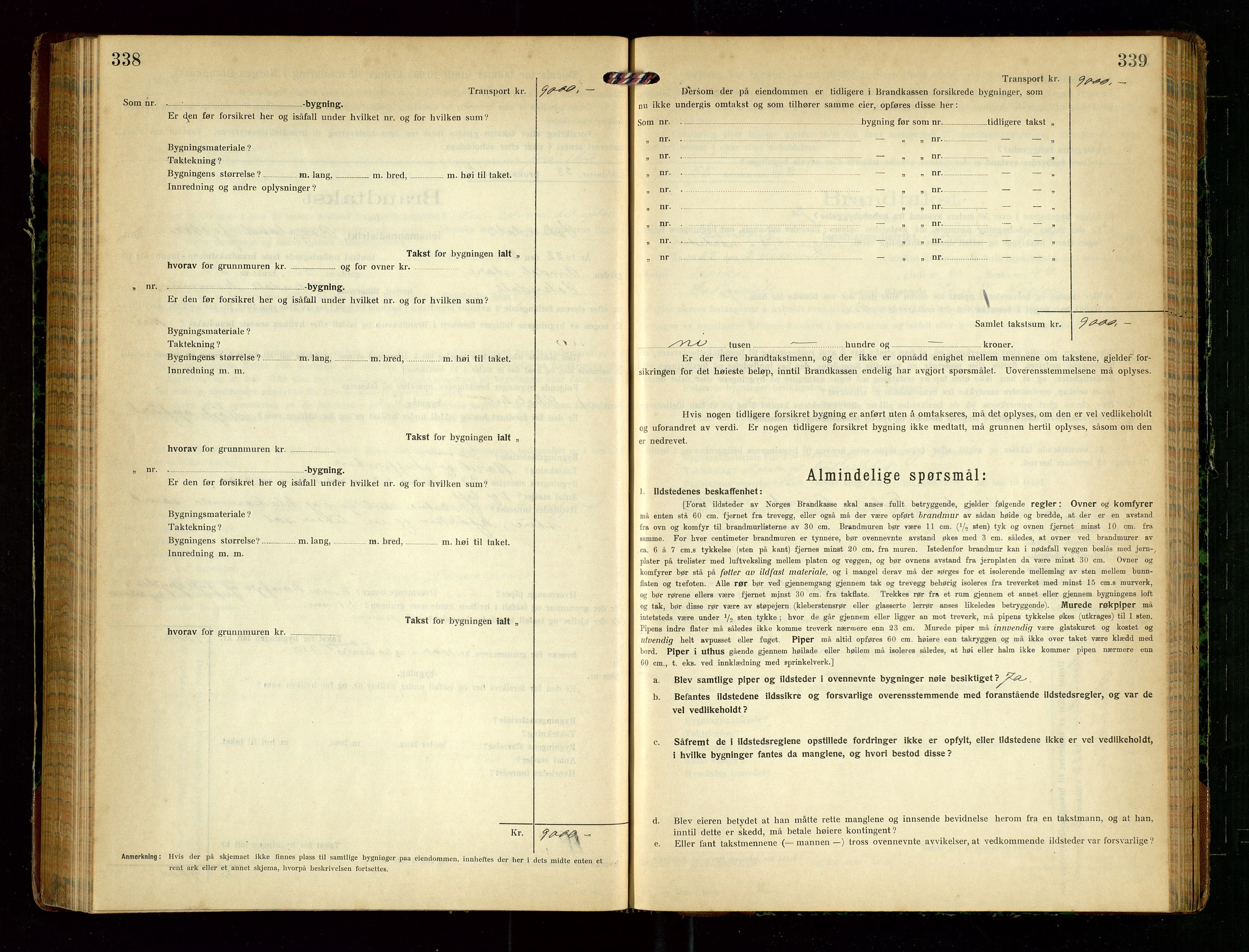 Sokndal lensmannskontor, SAST/A-100417/Gob/L0005: "Brandtakst-Protokol", 1920-1924, p. 338-339