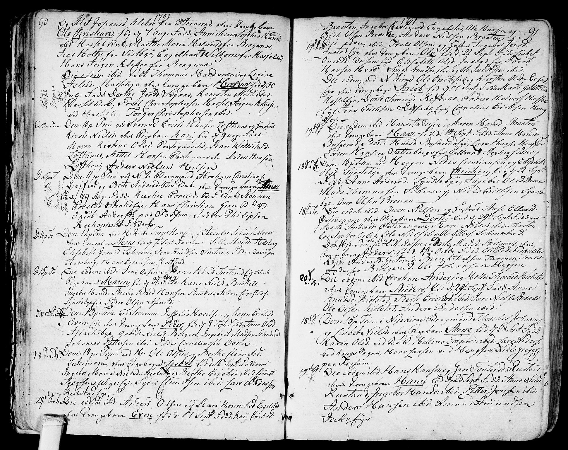 Modum kirkebøker, AV/SAKO-A-234/F/Fa/L0003: Parish register (official) no. 3, 1783-1819, p. 90-91