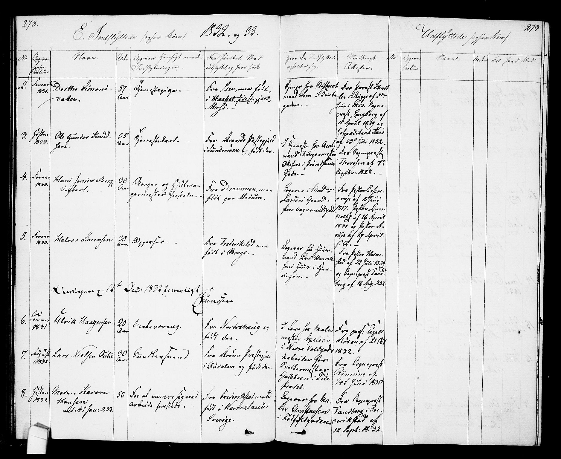 Oslo domkirke Kirkebøker, SAO/A-10752/F/Fa/L0027: Parish register (official) no. 27, 1828-1840, p. 278-279