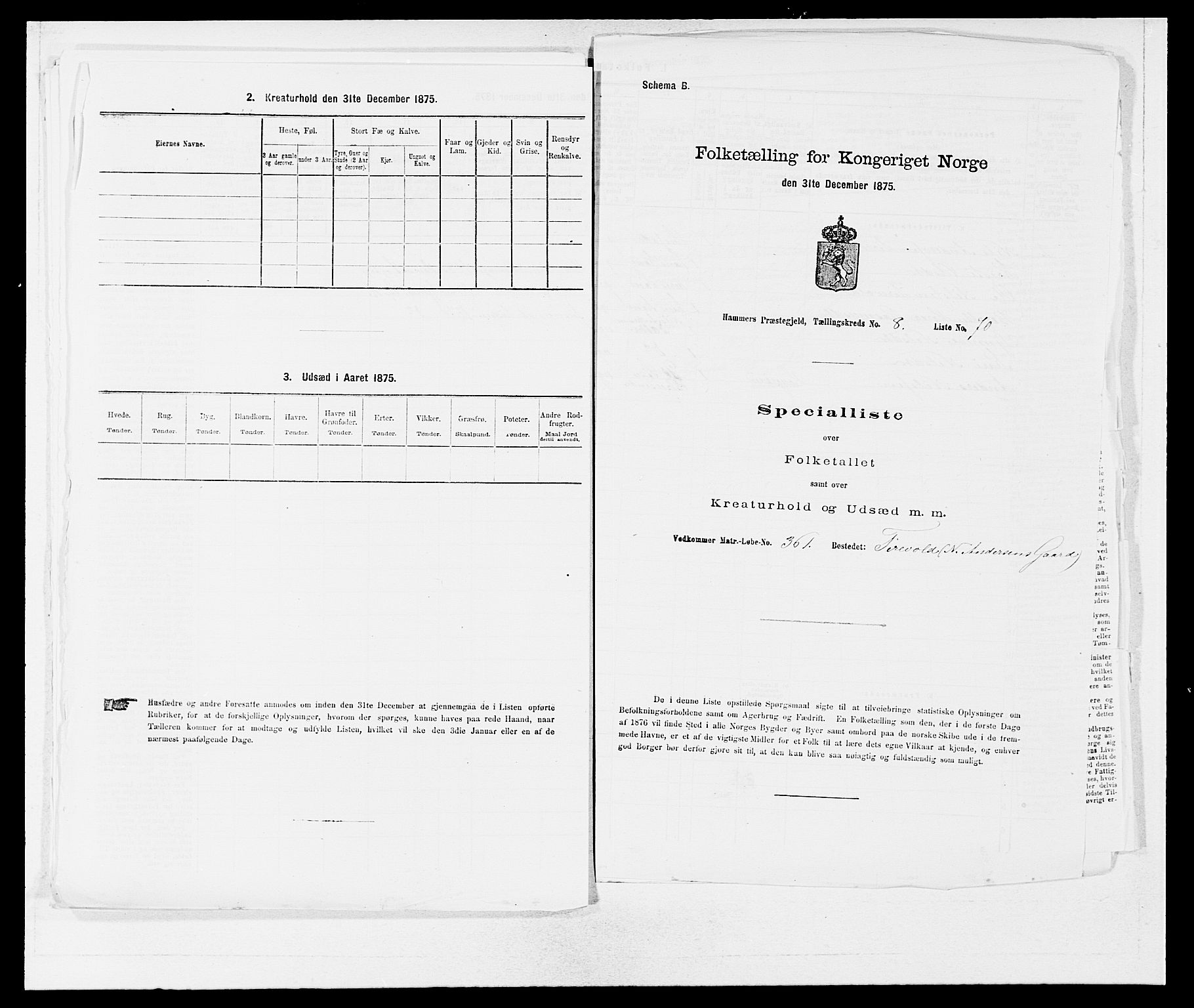 SAB, 1875 census for 1254P Hamre, 1875, p. 1151