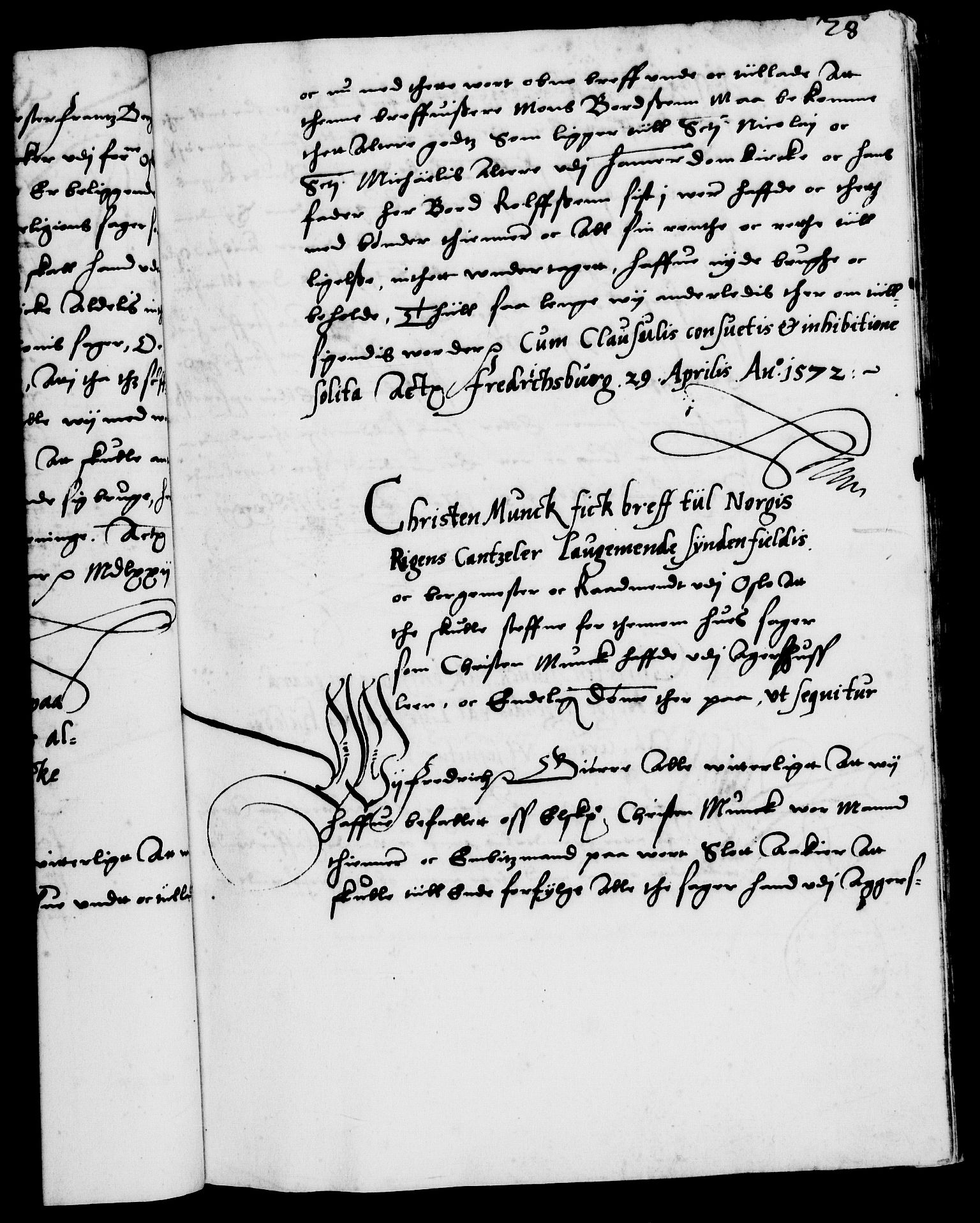 Danske Kanselli 1572-1799, RA/EA-3023/F/Fc/Fca/Fcaa/L0001: Norske registre (mikrofilm), 1572-1588, p. 28a