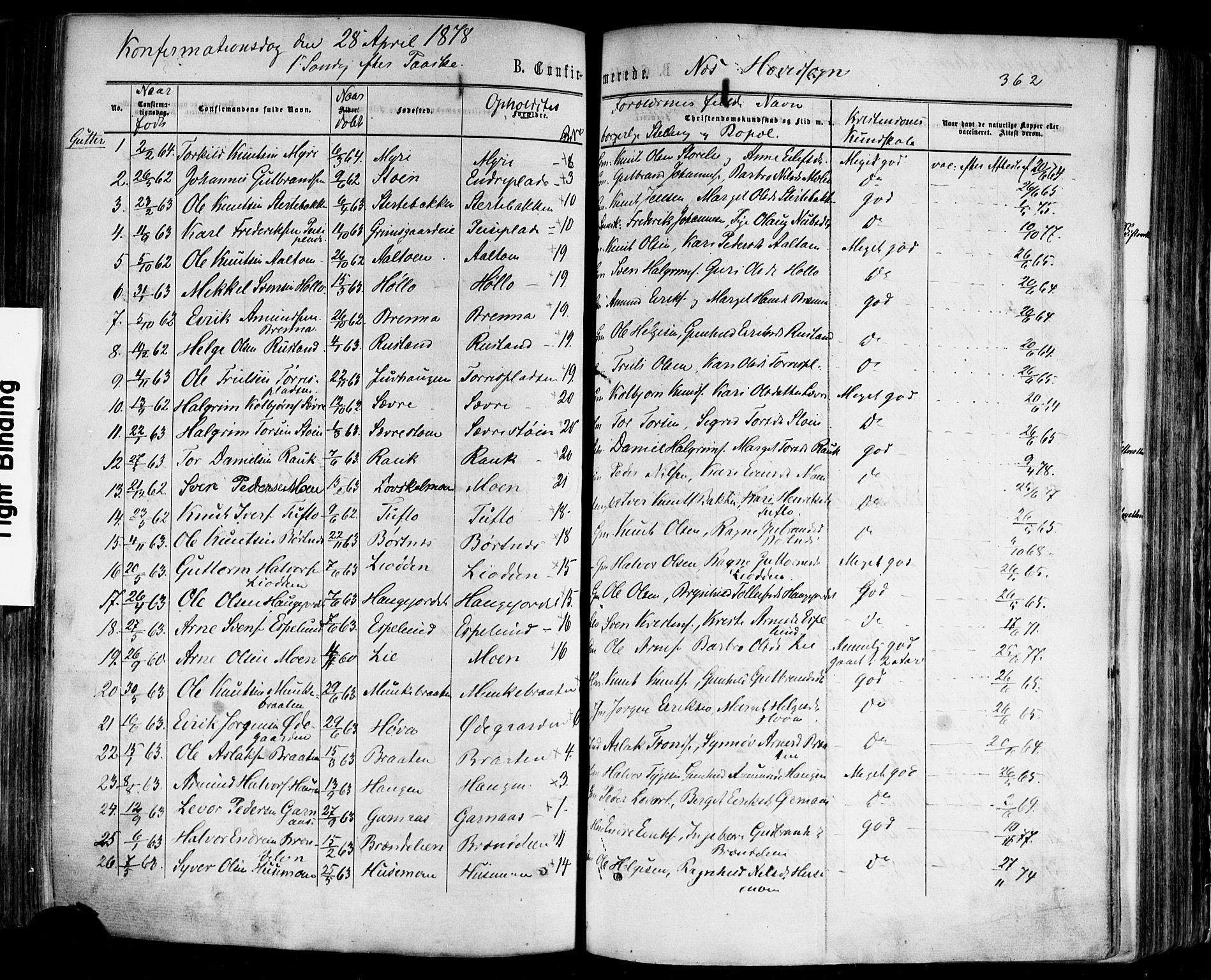 Nes kirkebøker, SAKO/A-236/F/Fa/L0010: Parish register (official) no. 10, 1864-1880, p. 362