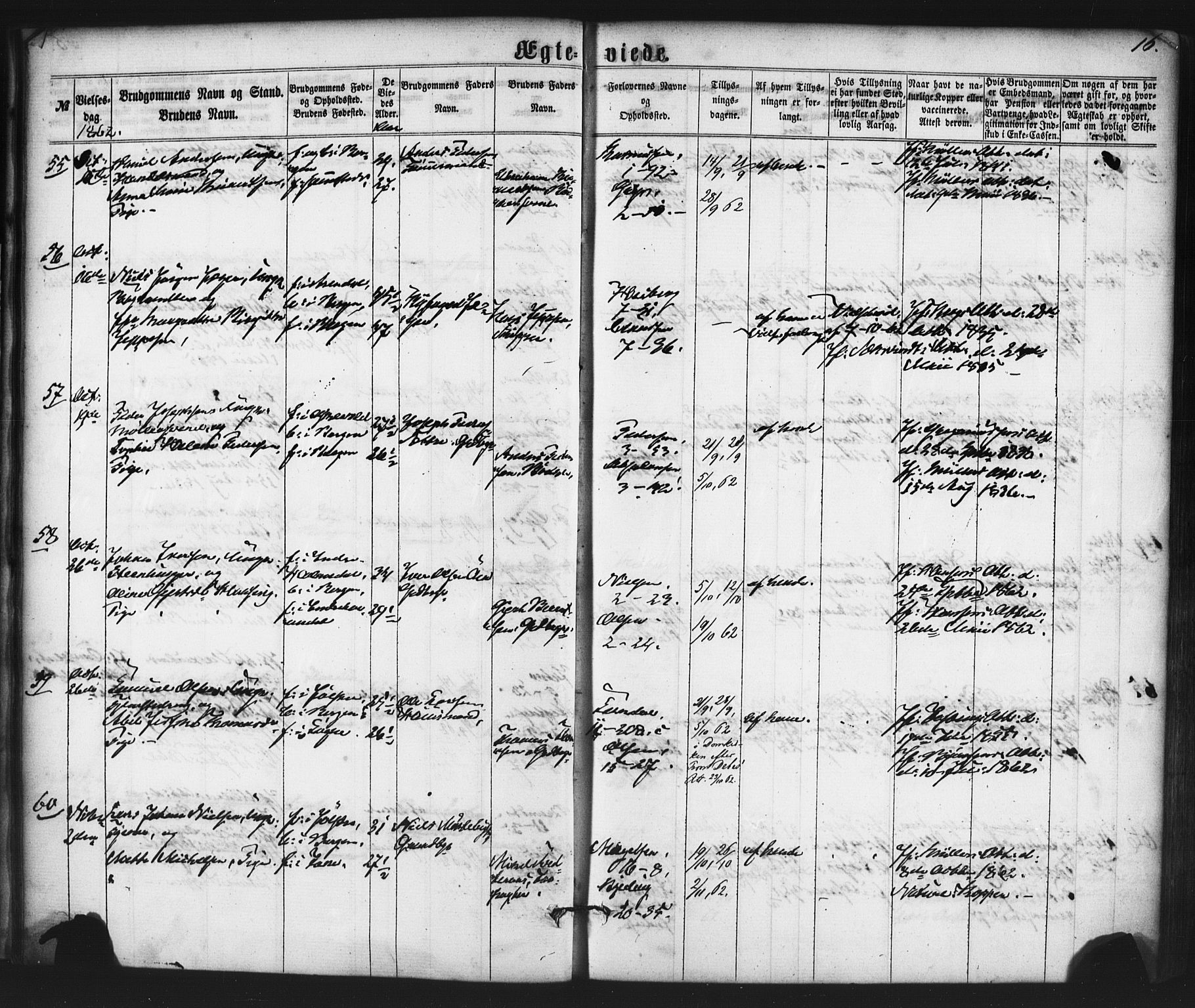 Nykirken Sokneprestembete, AV/SAB-A-77101/H/Haa/L0032: Parish register (official) no. D 2, 1861-1883, p. 16