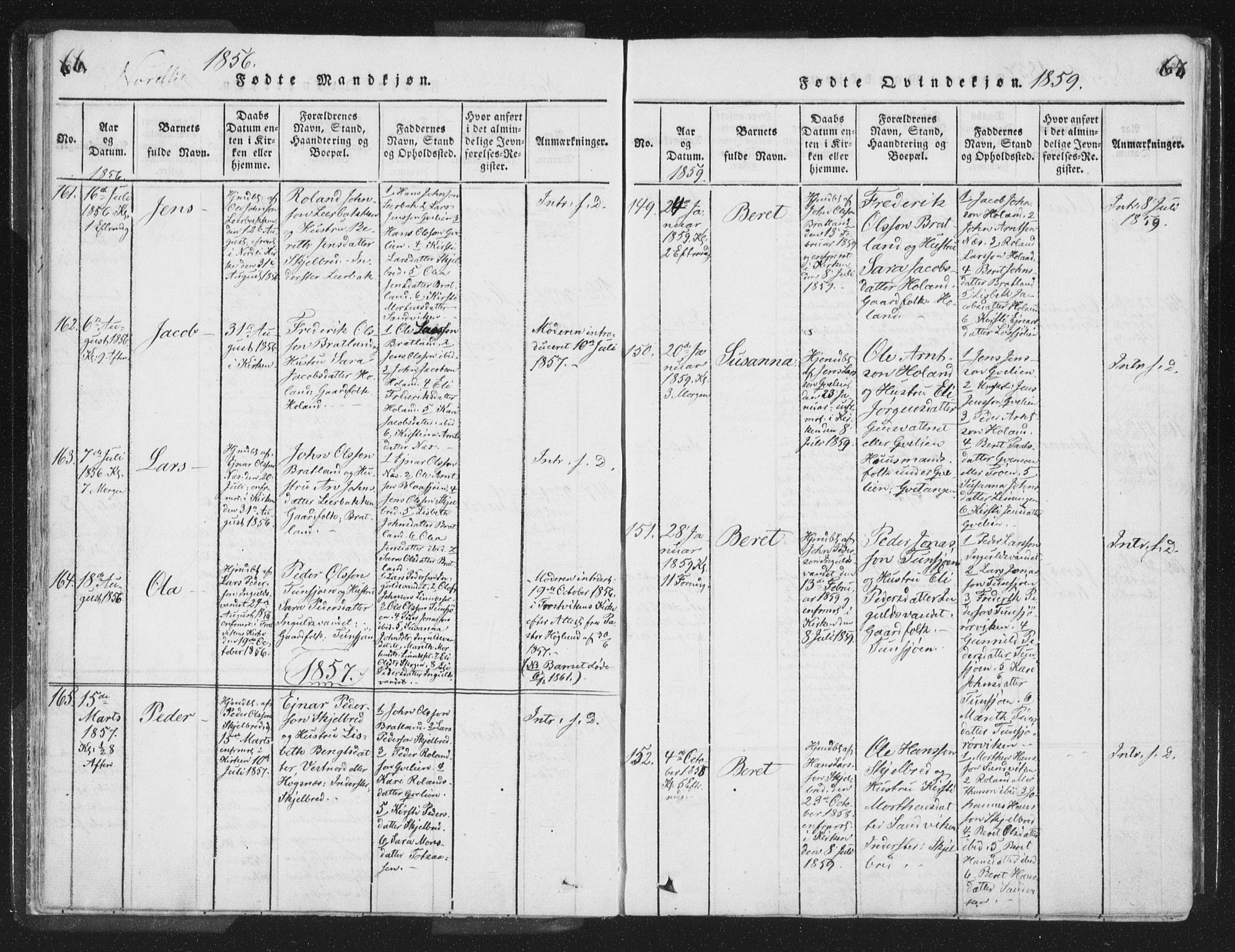 Ministerialprotokoller, klokkerbøker og fødselsregistre - Nord-Trøndelag, SAT/A-1458/755/L0491: Parish register (official) no. 755A01 /1, 1817-1864, p. 66-67