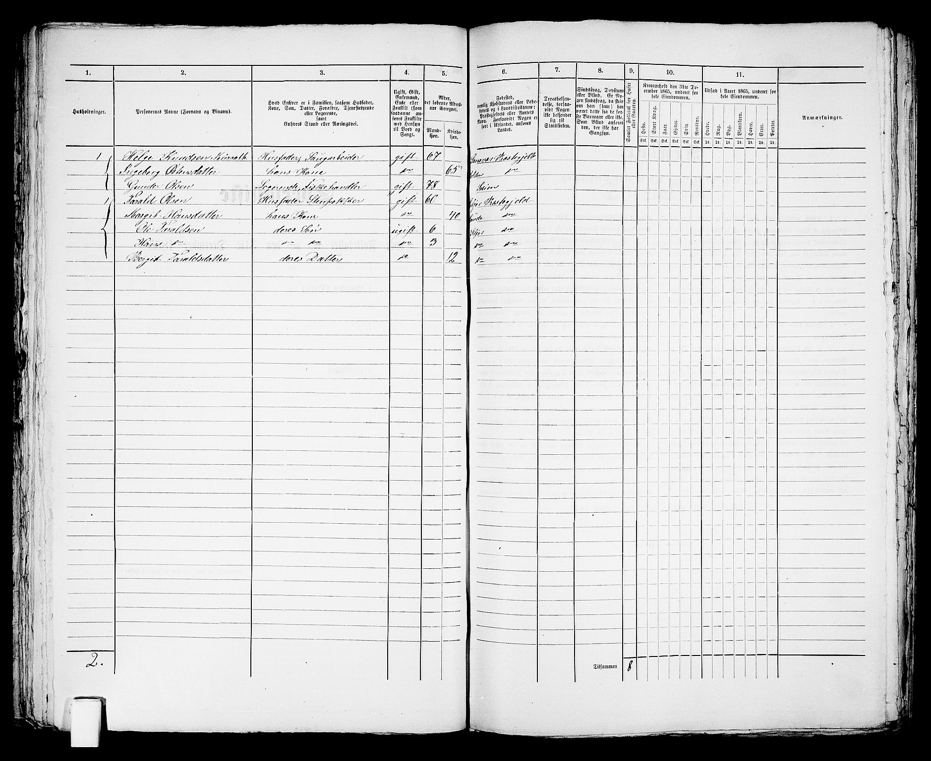 RA, 1865 census for Skien, 1865, p. 910