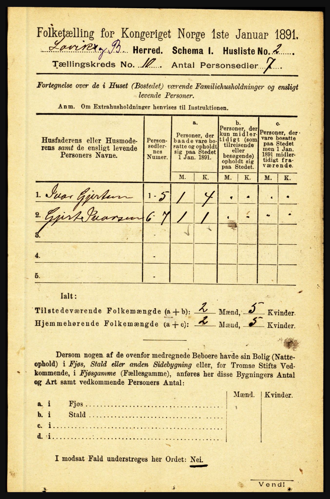 RA, 1891 census for 1415 Lavik og Brekke, 1891, p. 1958