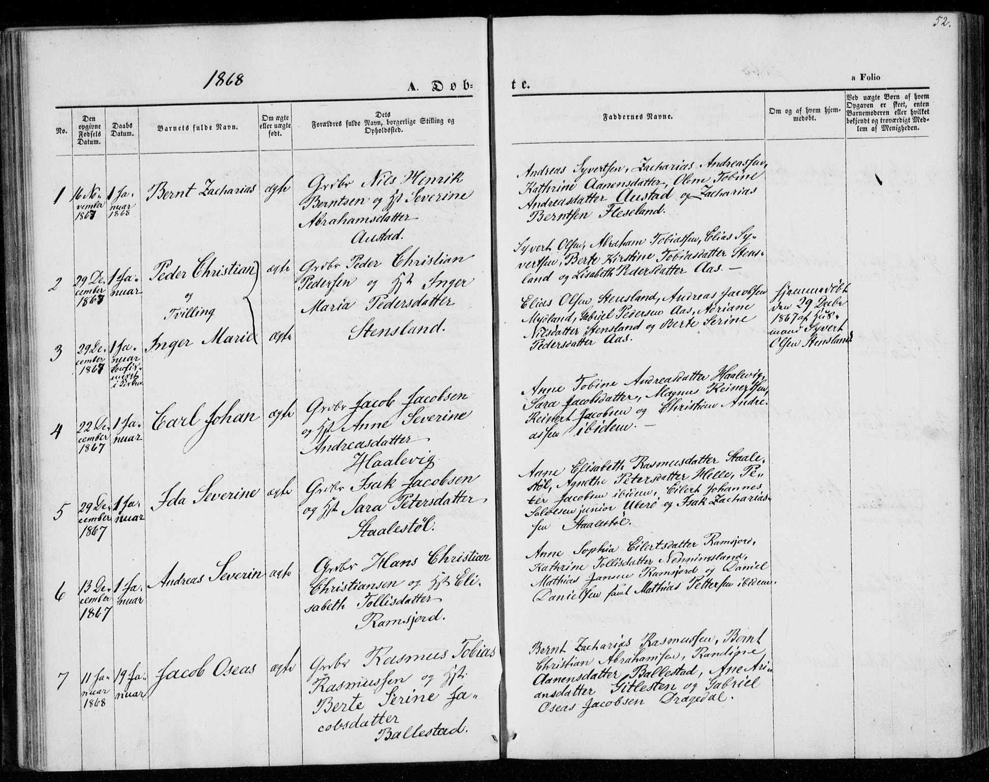 Lyngdal sokneprestkontor, AV/SAK-1111-0029/F/Fa/Faa/L0002: Parish register (official) no. A 2, 1858-1870, p. 52