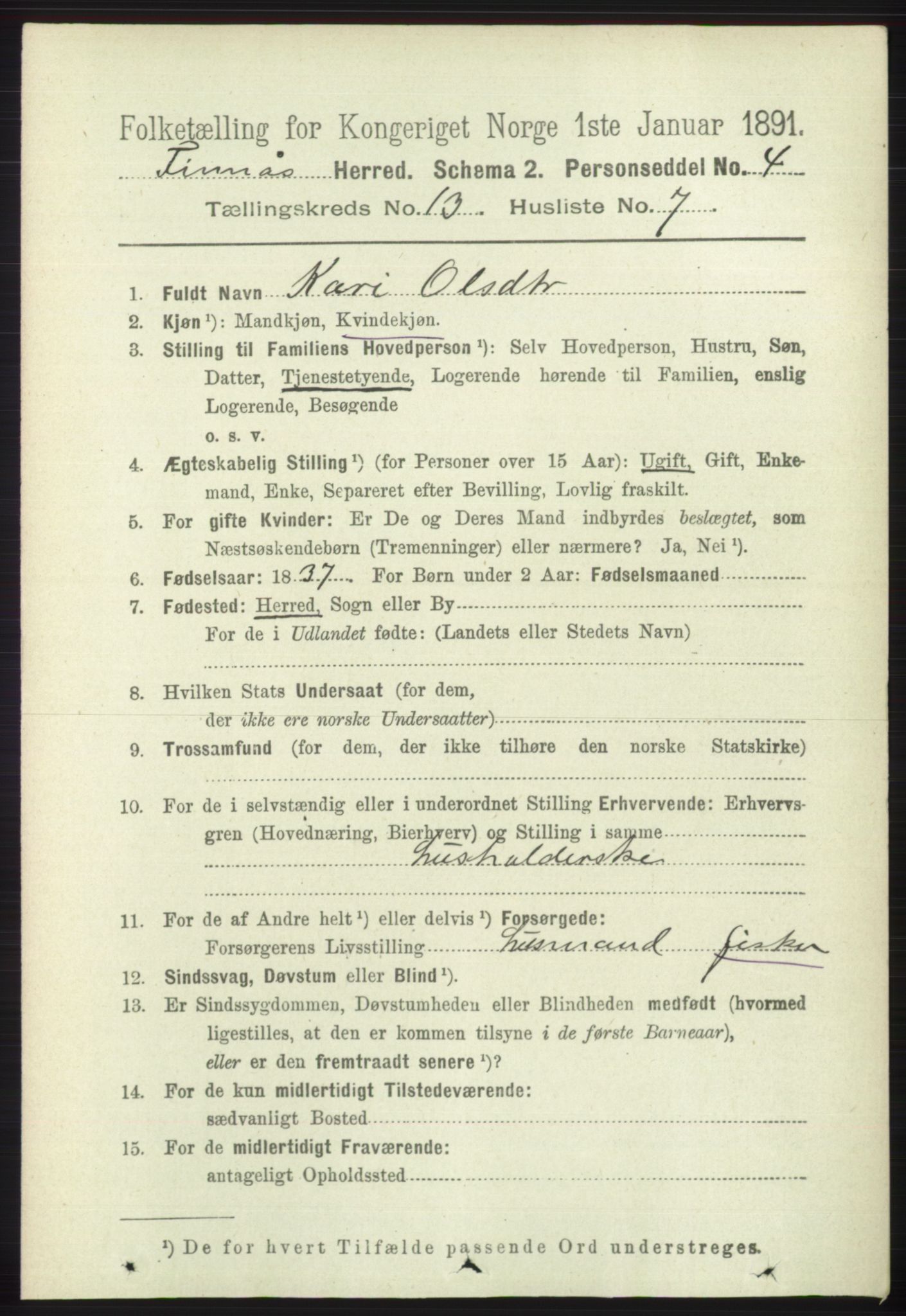 RA, 1891 census for 1218 Finnås, 1891, p. 5640