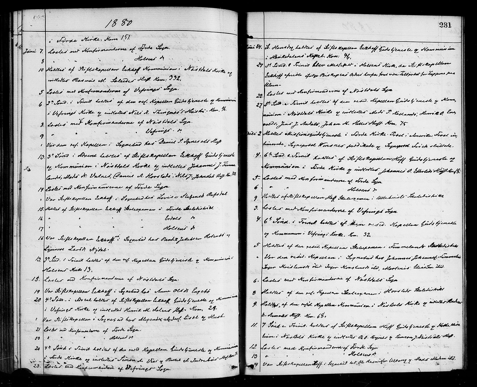 Førde sokneprestembete, AV/SAB-A-79901/H/Haa/Haaa/L0011: Parish register (official) no. A 11, 1877-1880, p. 231