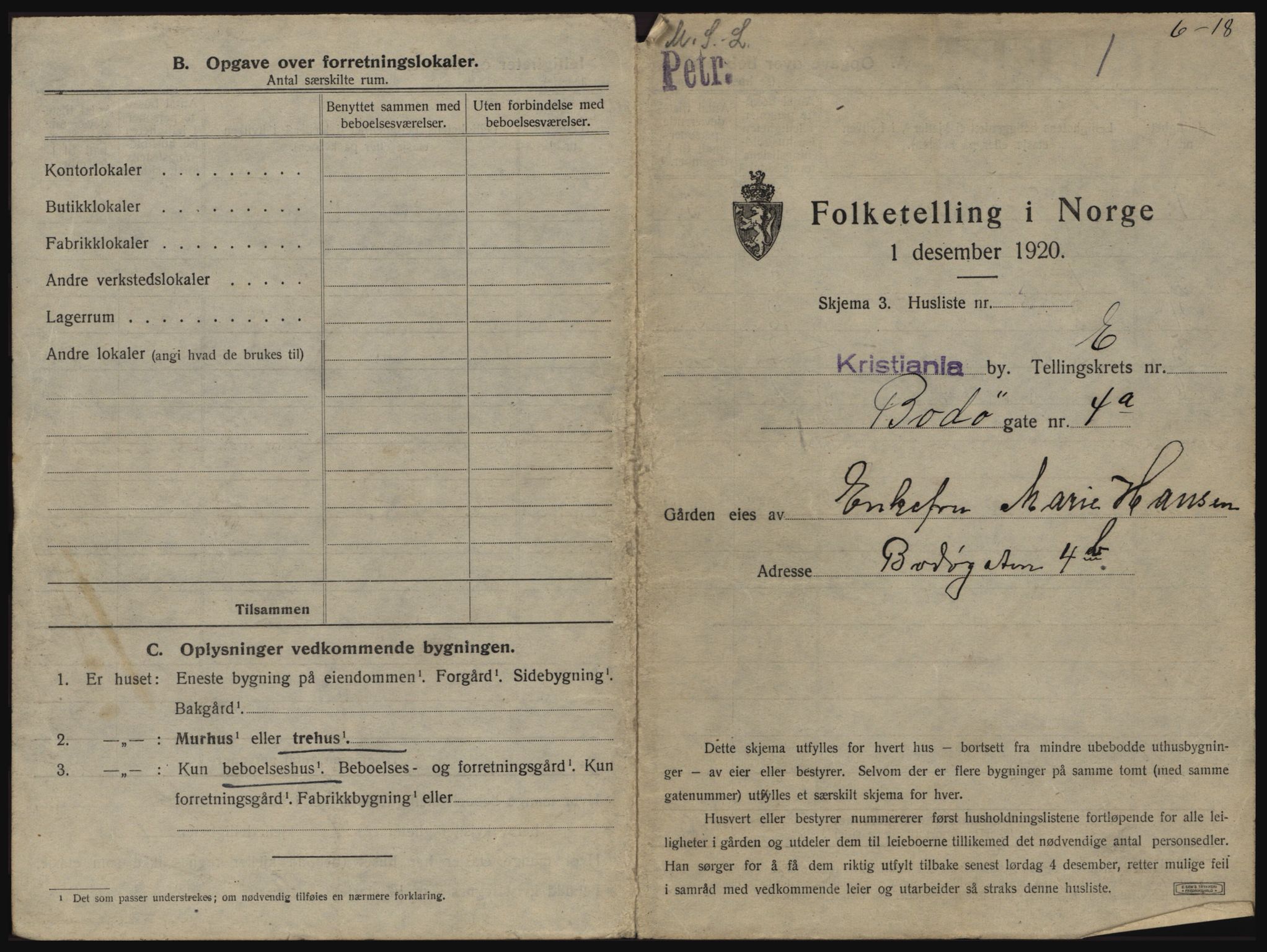 SAO, 1920 census for Kristiania, 1920, p. 6872