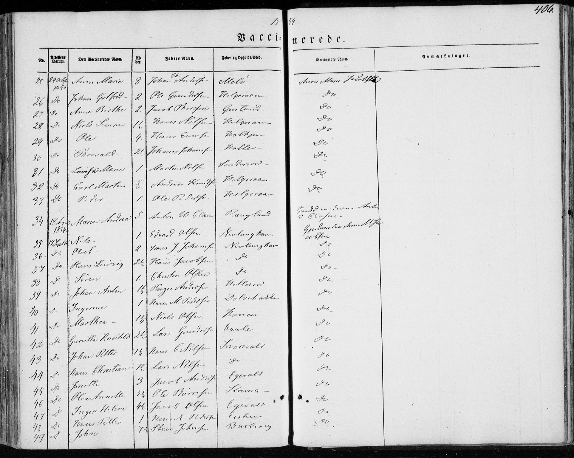 Brunlanes kirkebøker, AV/SAKO-A-342/F/Fa/L0004: Parish register (official) no. I 4, 1846-1862, p. 406