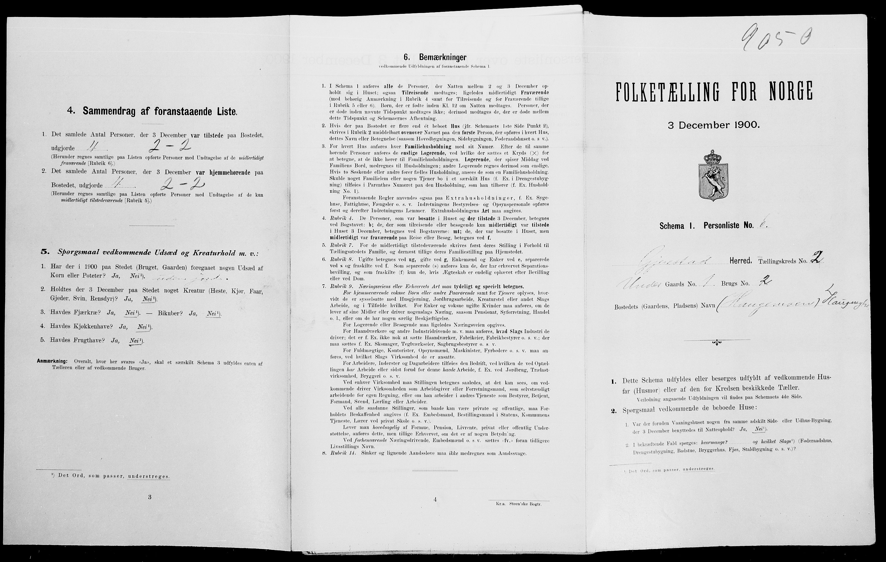 SAK, 1900 census for Gjerstad, 1900, p. 165