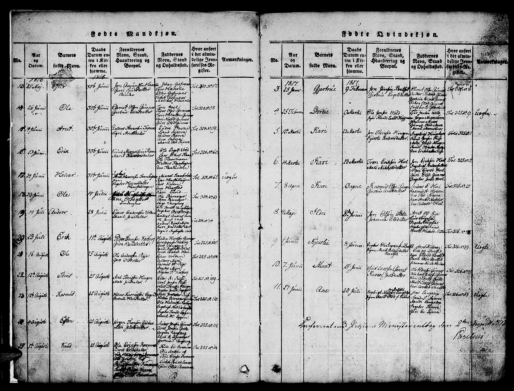 Ministerialprotokoller, klokkerbøker og fødselsregistre - Sør-Trøndelag, SAT/A-1456/674/L0874: Parish register (copy) no. 674C01, 1816-1860, p. 3
