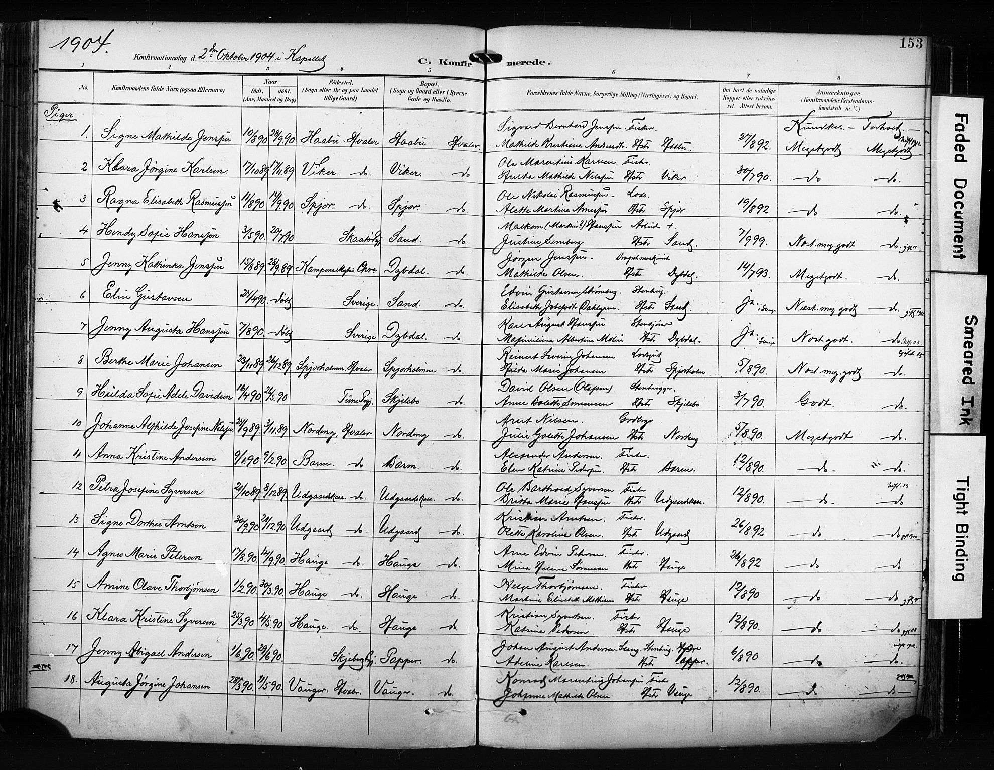 Hvaler prestekontor Kirkebøker, AV/SAO-A-2001/F/Fa/L0009: Parish register (official) no. I 9, 1895-1906, p. 153