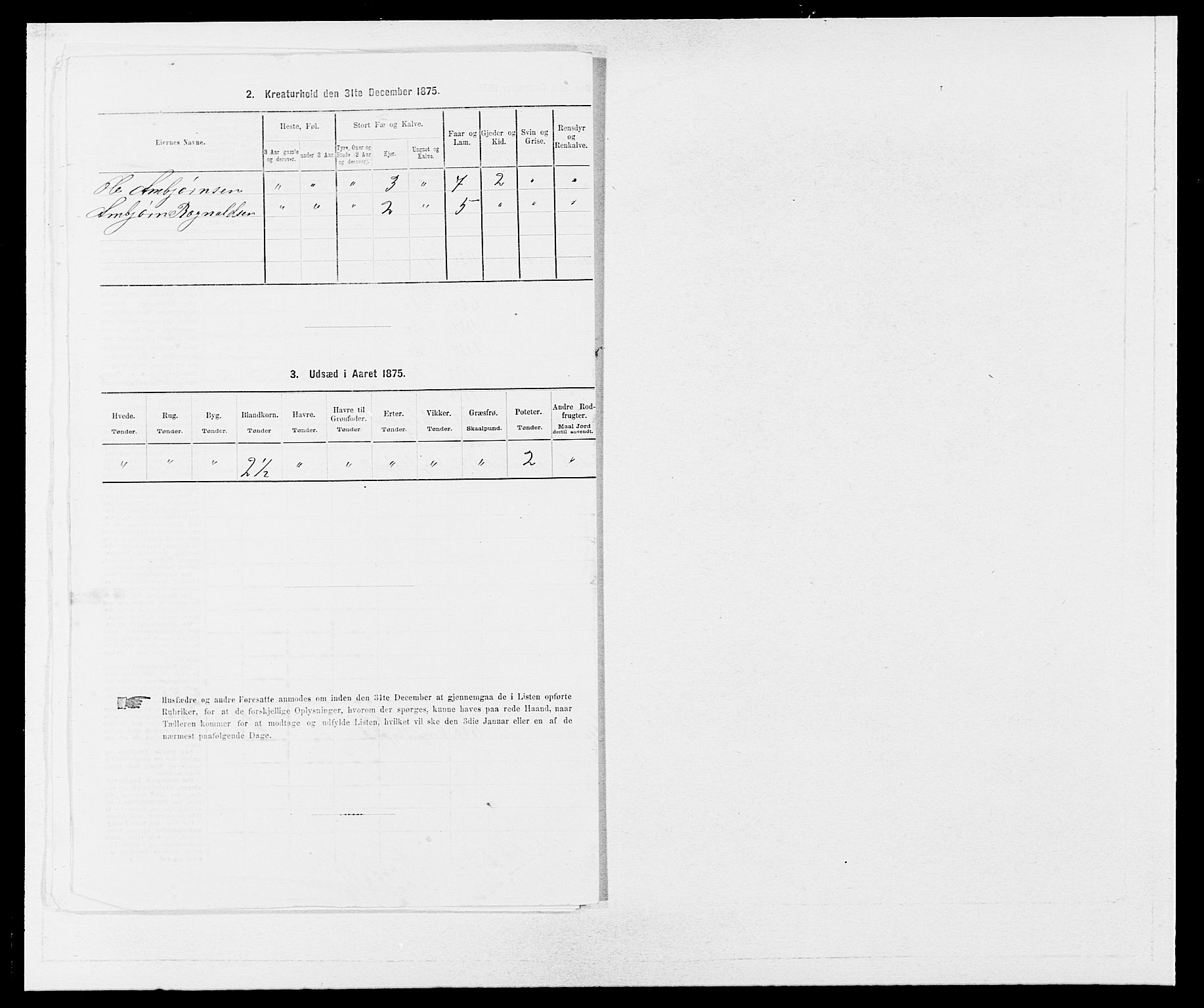 SAB, 1875 census for 1236P Vossestrand, 1875, p. 99