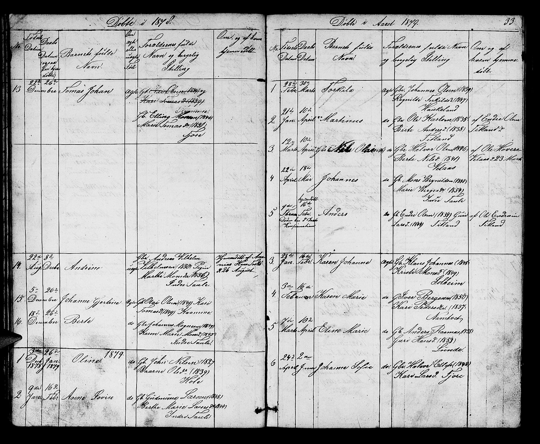 Manger sokneprestembete, SAB/A-76801/H/Hab: Parish register (copy) no. D 1, 1859-1882, p. 33