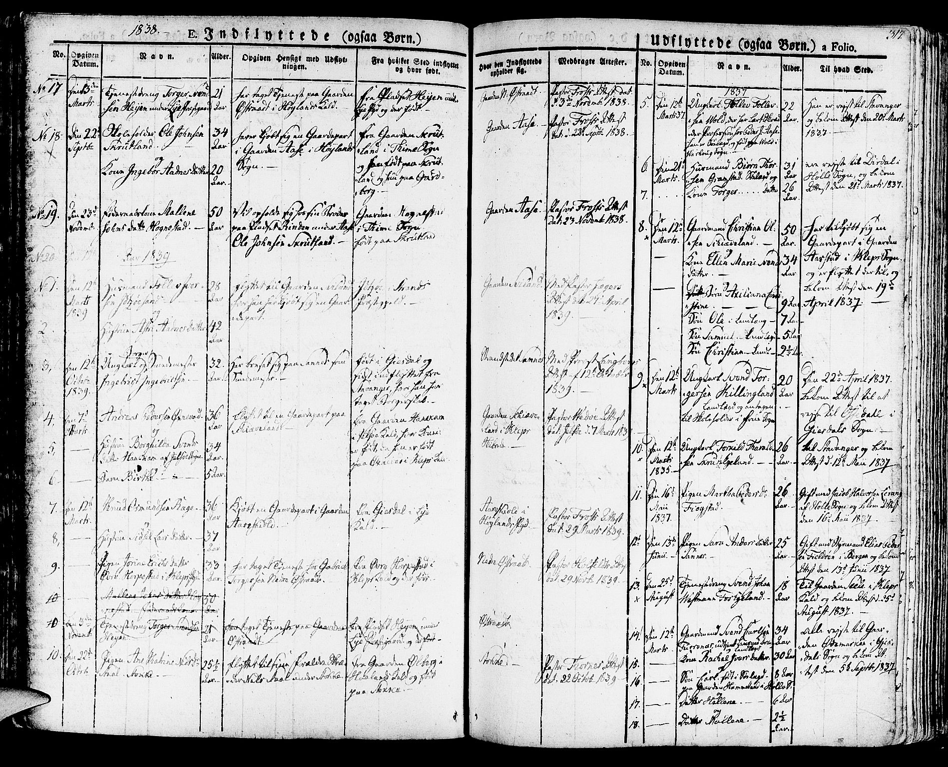 Høyland sokneprestkontor, SAST/A-101799/001/30BA/L0007: Parish register (official) no. A 7 /1, 1825-1841, p. 317