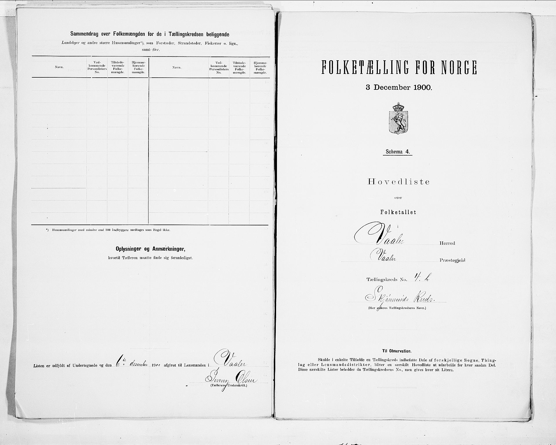 SAO, 1900 census for Våler, 1900, p. 12