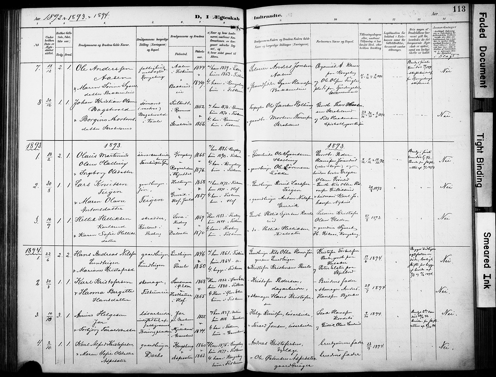 Fiskum kirkebøker, SAKO/A-15/F/Fa/L0003: Parish register (official) no. 3, 1890-1905, p. 113