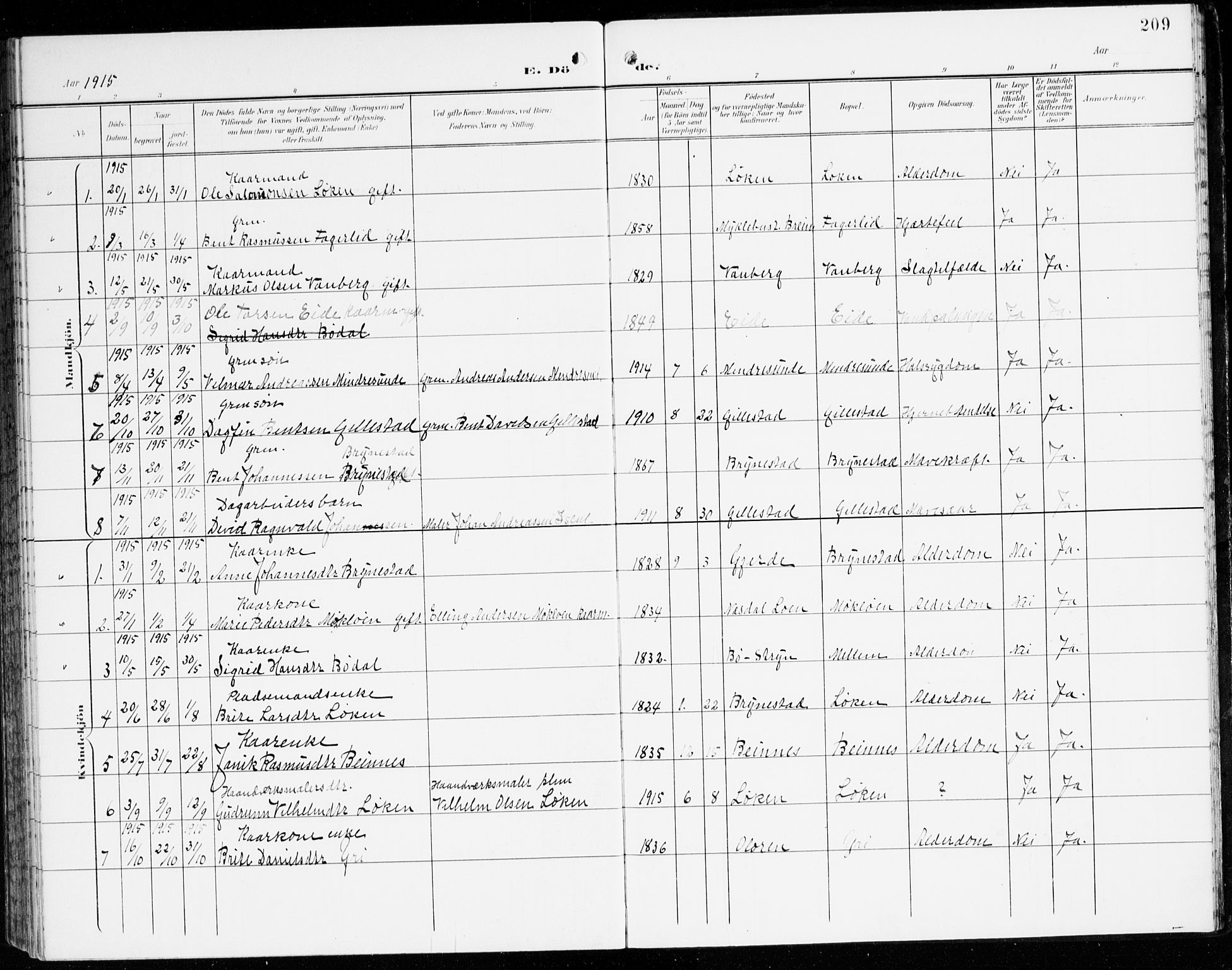 Innvik sokneprestembete, AV/SAB-A-80501: Parish register (official) no. C 2, 1900-1920, p. 209