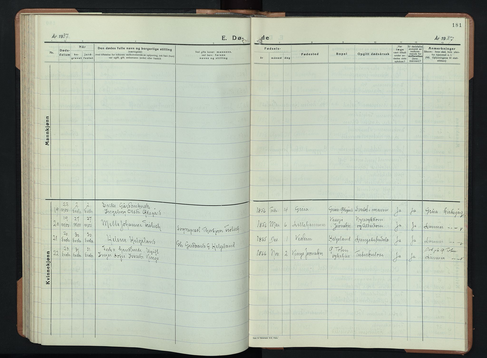 Lunner prestekontor, SAH/PREST-118/H/Ha/Hab/L0003: Parish register (copy) no. 3, 1933-1945, p. 181