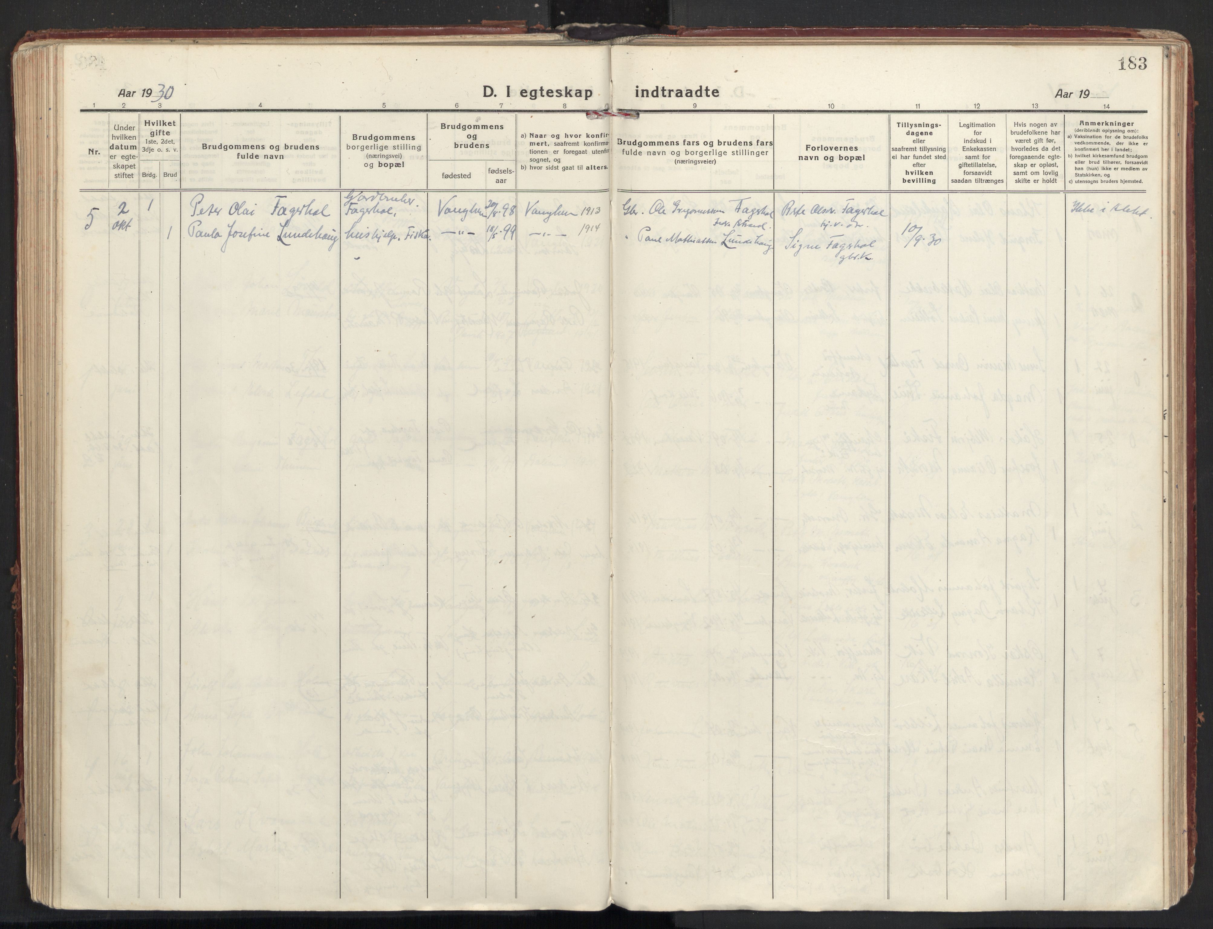 Ministerialprotokoller, klokkerbøker og fødselsregistre - Møre og Romsdal, AV/SAT-A-1454/501/L0012: Parish register (official) no. 501A12, 1920-1946, p. 183