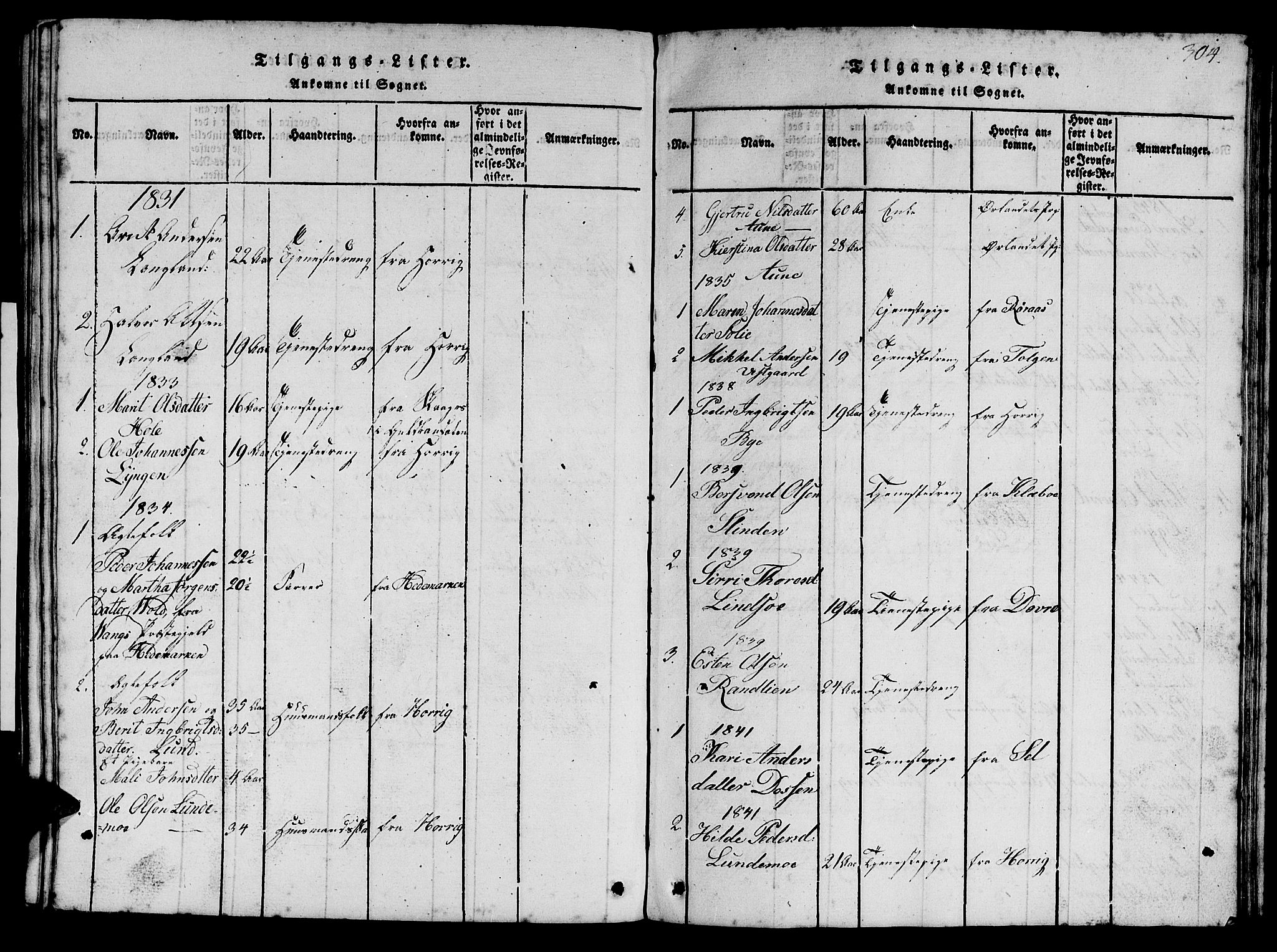 Ministerialprotokoller, klokkerbøker og fødselsregistre - Sør-Trøndelag, SAT/A-1456/693/L1121: Parish register (copy) no. 693C02, 1816-1869, p. 304