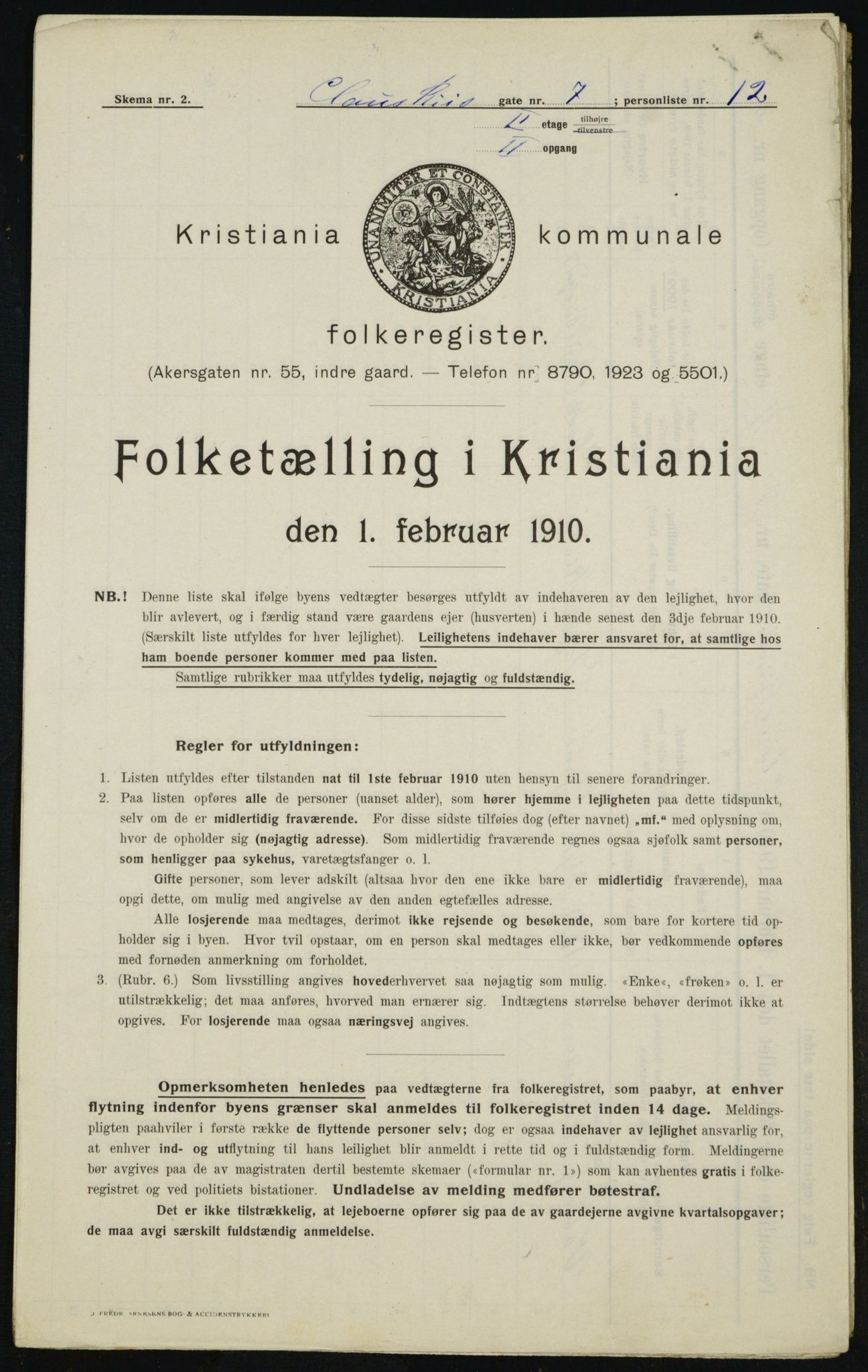 OBA, Municipal Census 1910 for Kristiania, 1910, p. 12204