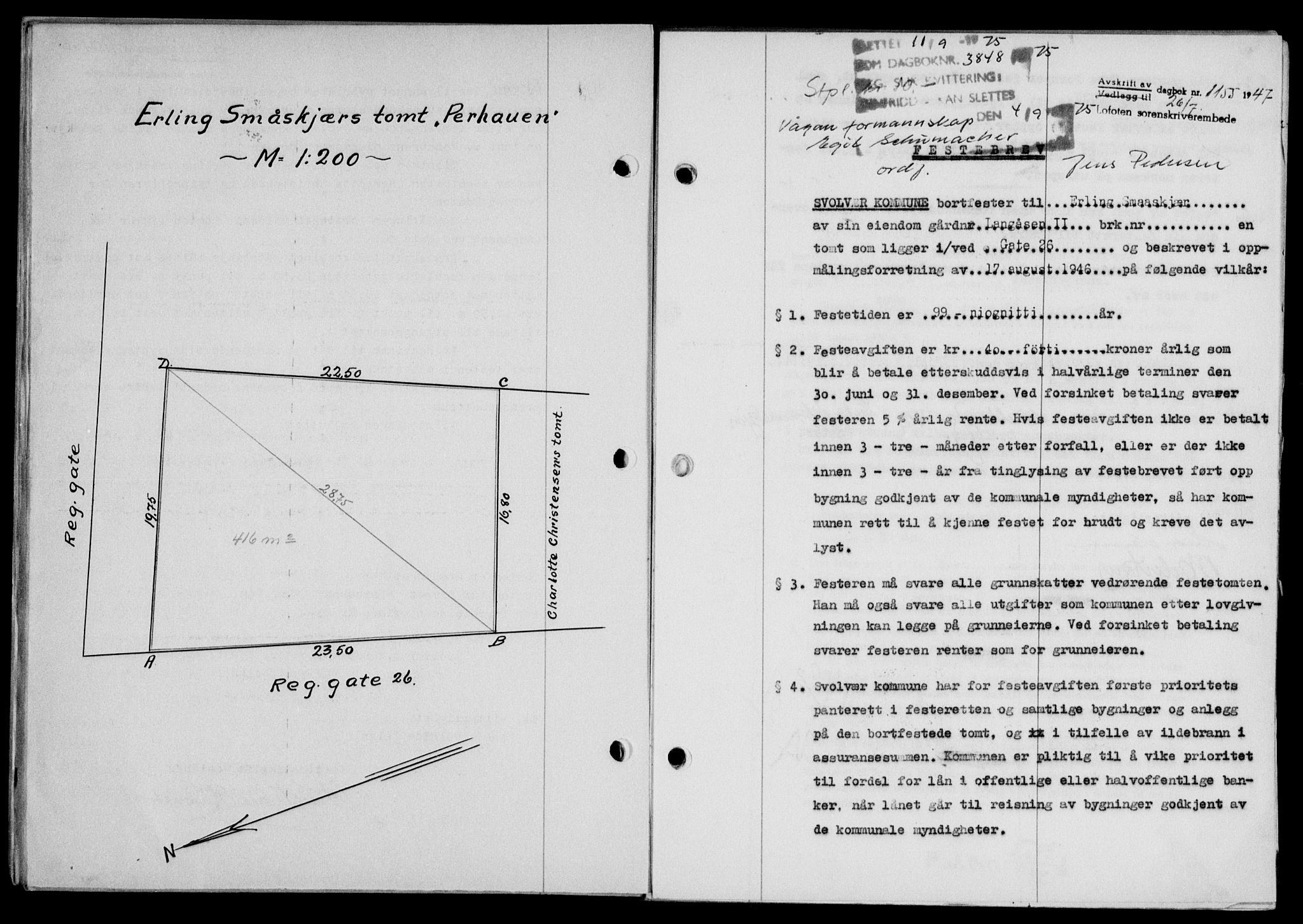 Lofoten sorenskriveri, SAT/A-0017/1/2/2C/L0016a: Mortgage book no. 16a, 1947-1947, Diary no: : 1155/1947