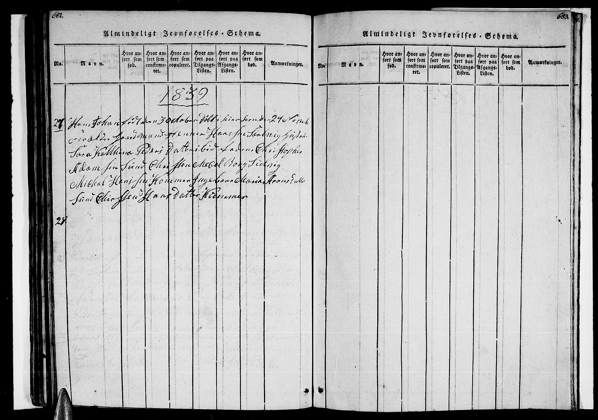 Ministerialprotokoller, klokkerbøker og fødselsregistre - Nordland, SAT/A-1459/805/L0105: Parish register (copy) no. 805C01, 1820-1839, p. 682-683