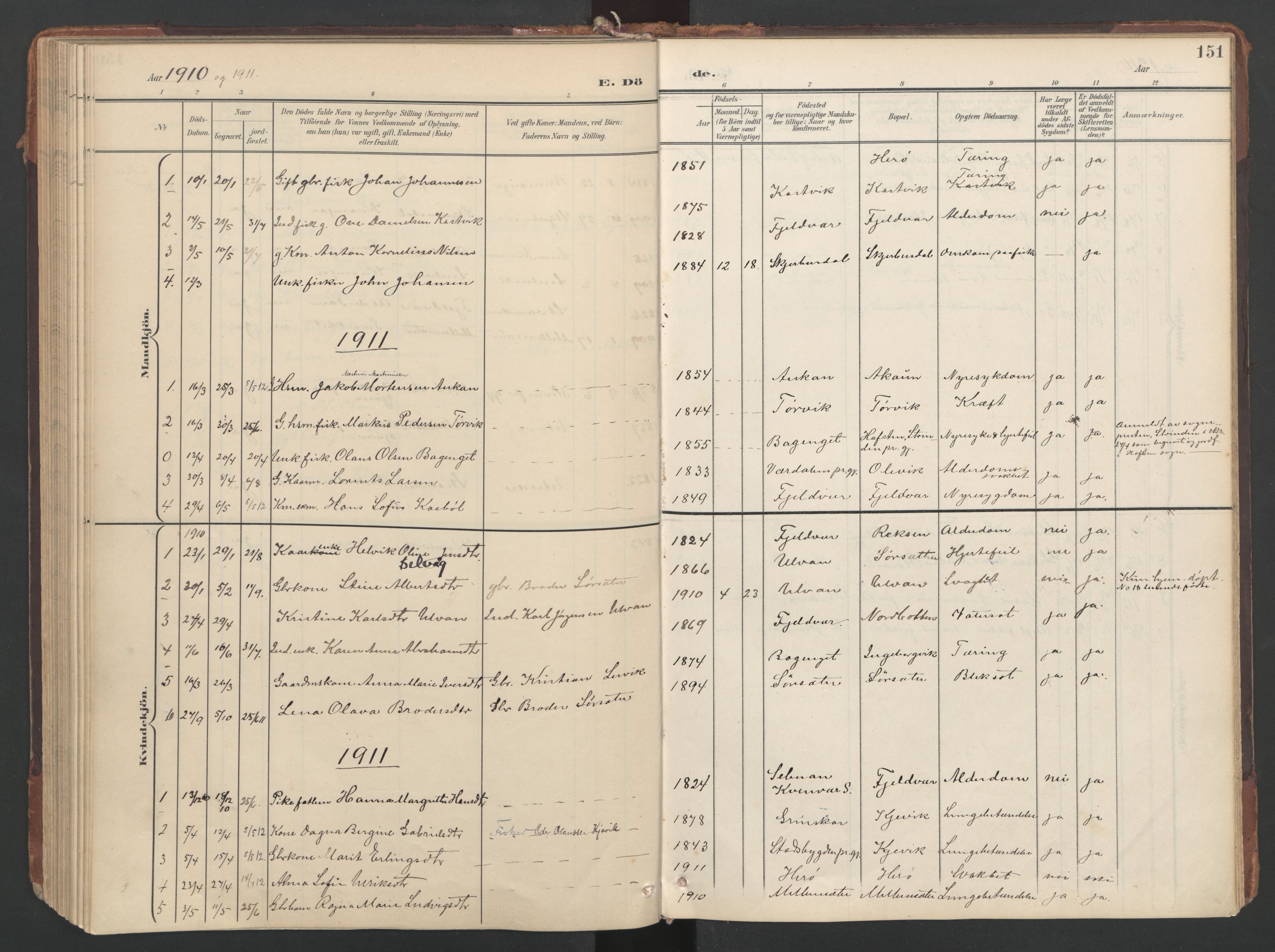 Ministerialprotokoller, klokkerbøker og fødselsregistre - Sør-Trøndelag, SAT/A-1456/638/L0568: Parish register (official) no. 638A01, 1901-1916, p. 151