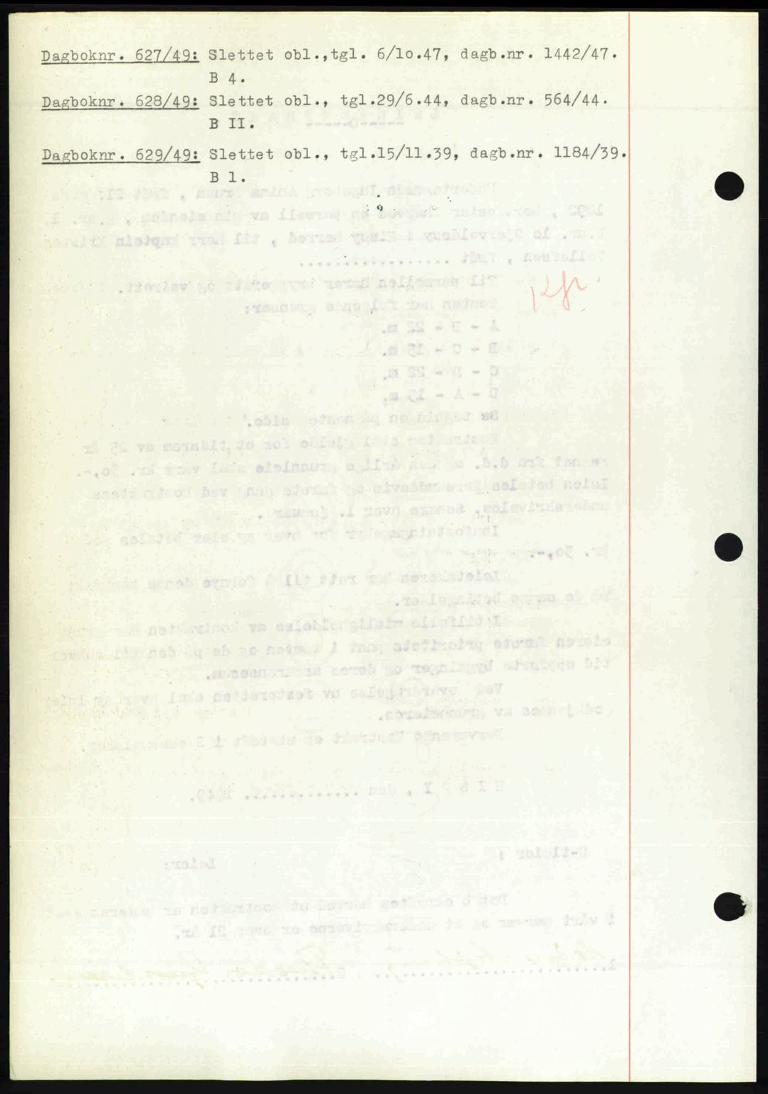 Nedenes sorenskriveri, SAK/1221-0006/G/Gb/Gba/L0060: Mortgage book no. A12, 1948-1949, Diary no: : 627/1949